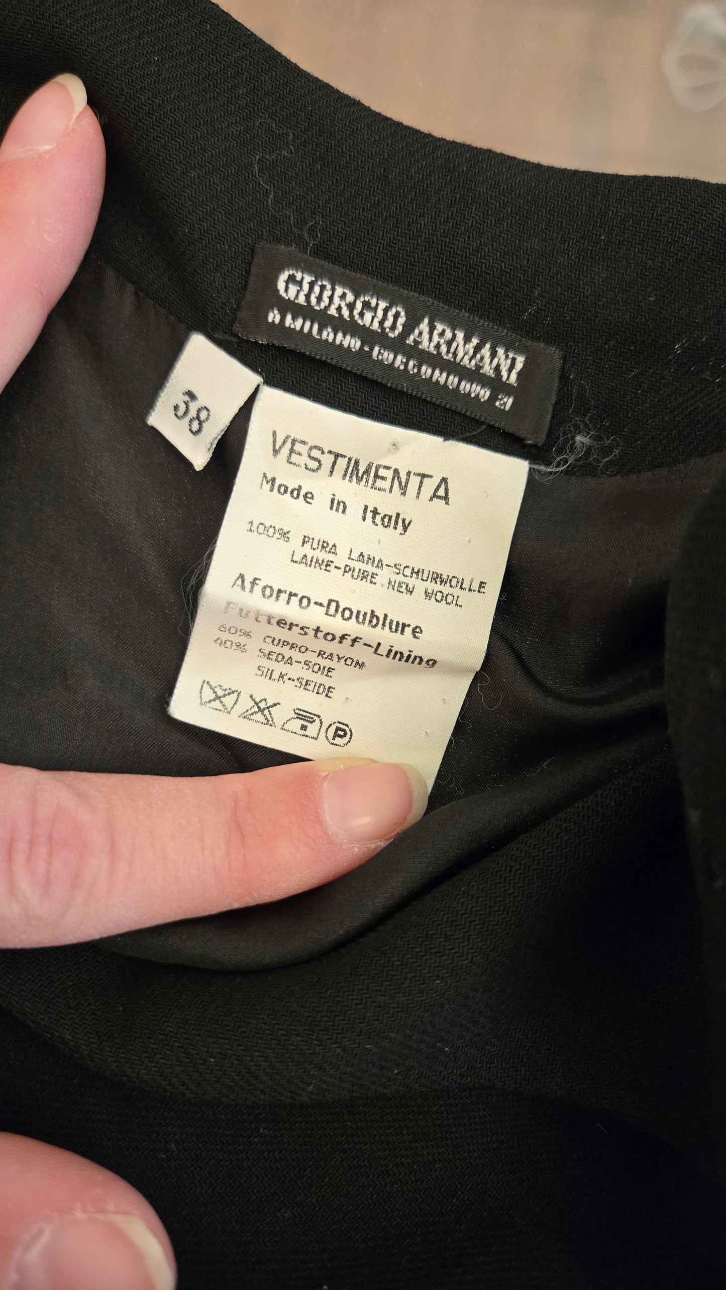 Armani sleek black wool dress