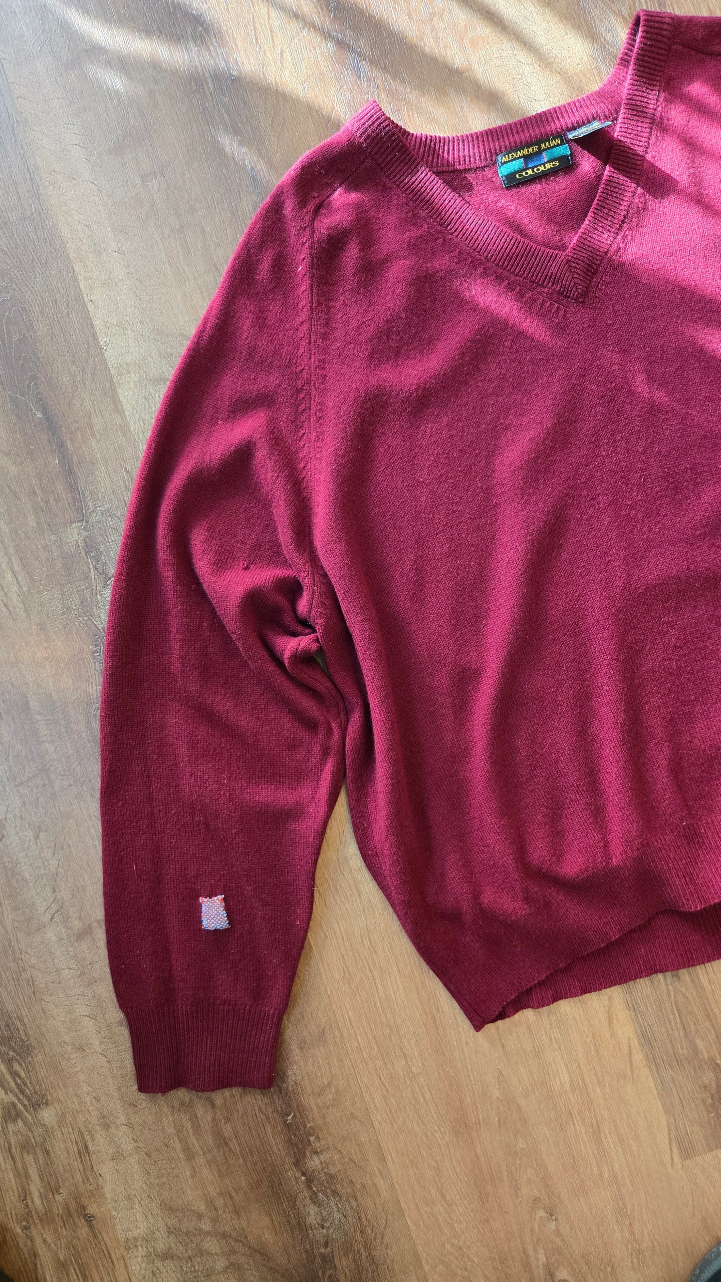 Merlot cashmere v-neck sweater