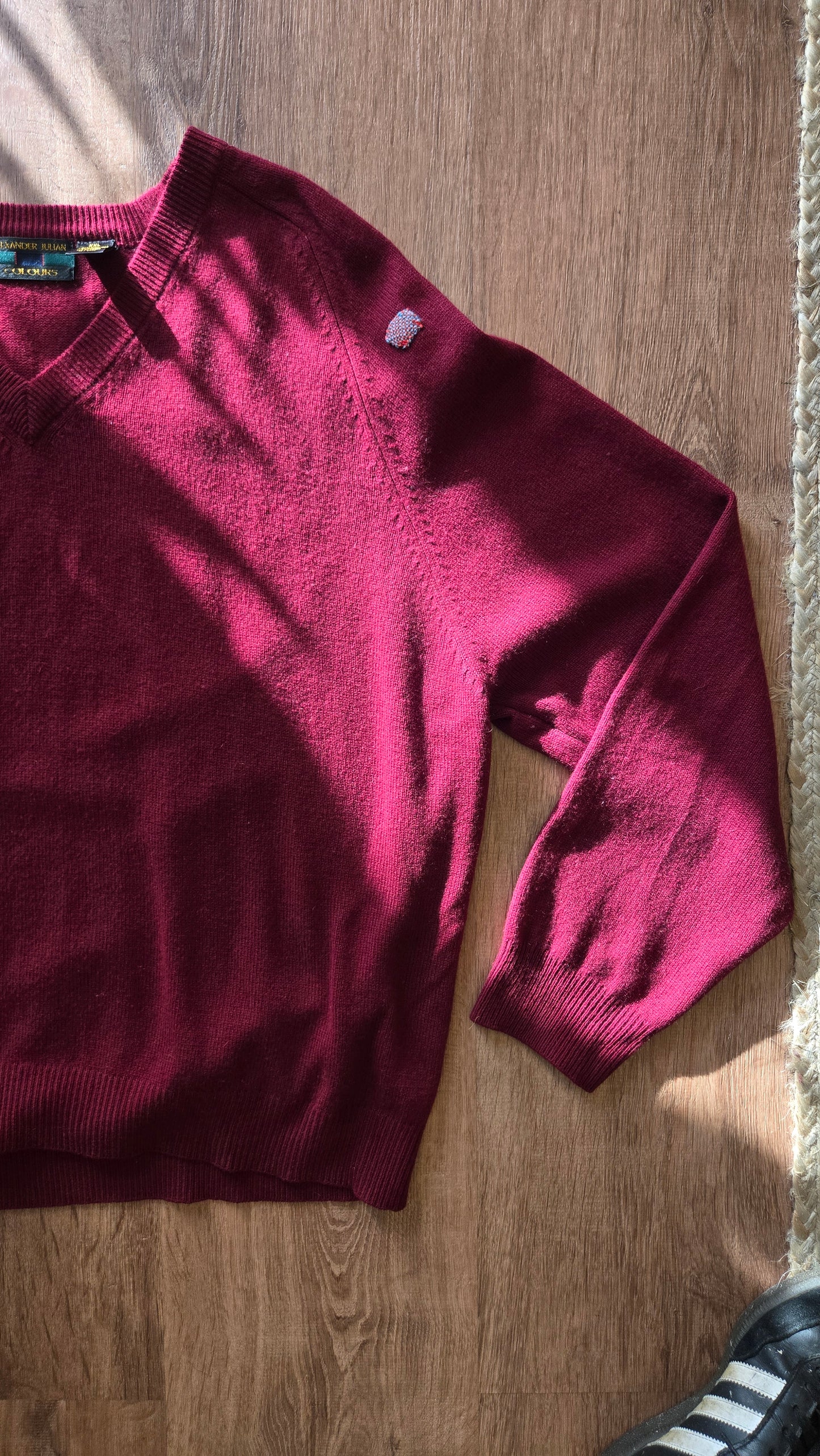 Merlot cashmere v-neck sweater