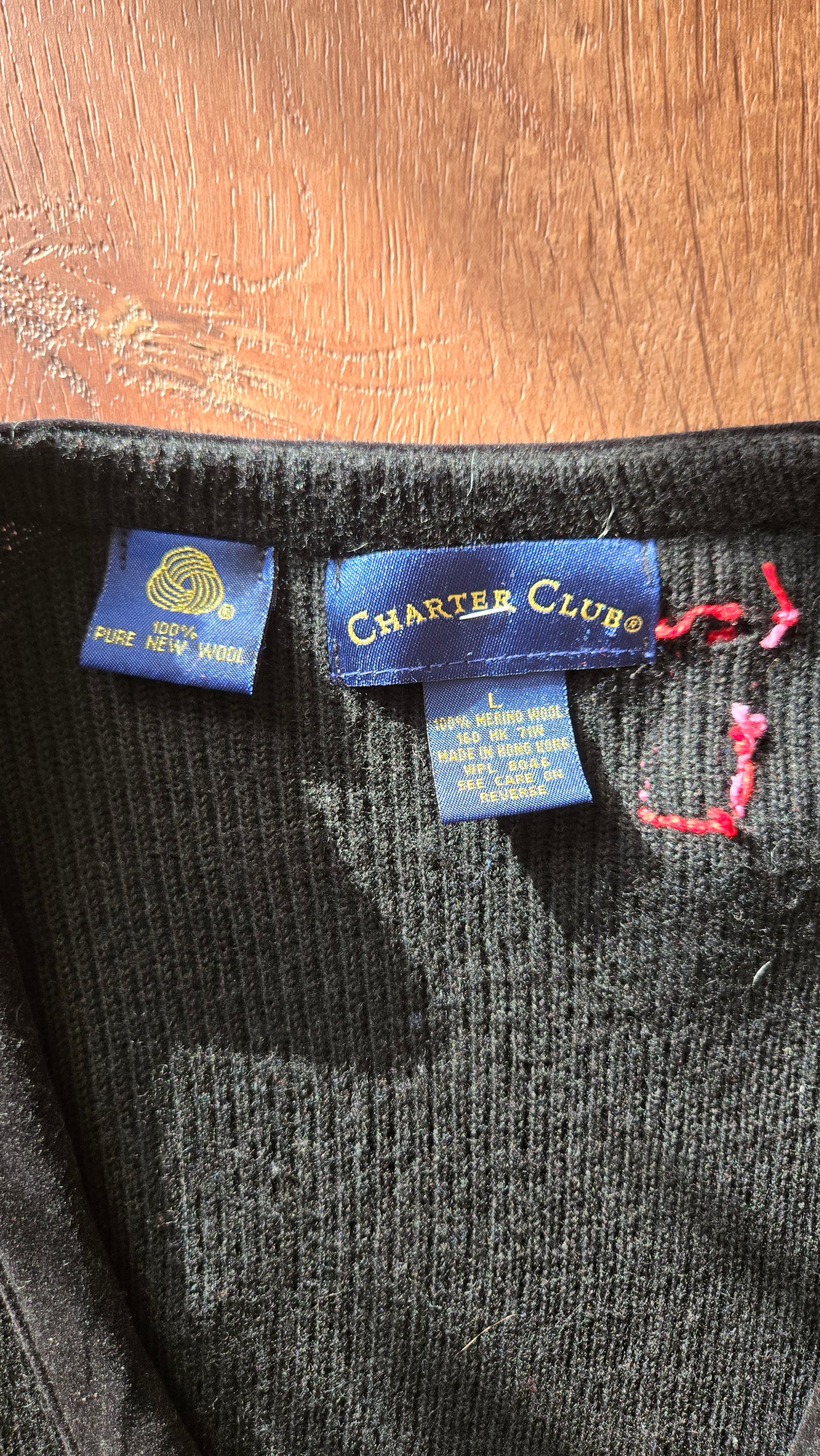 Black ribbed wool cardigan w velvet trim