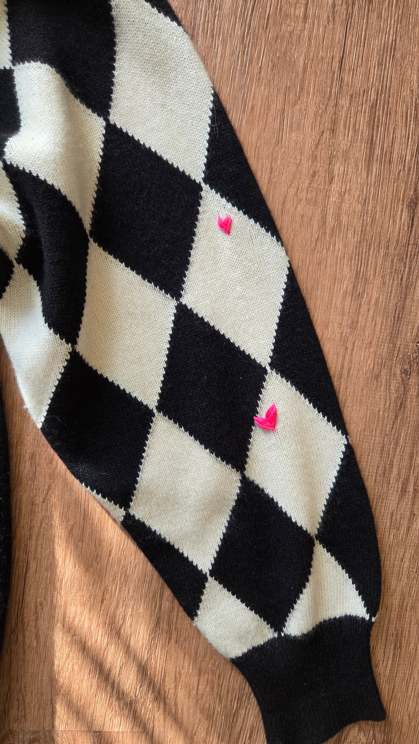 B&W harlequin cashmere sweater