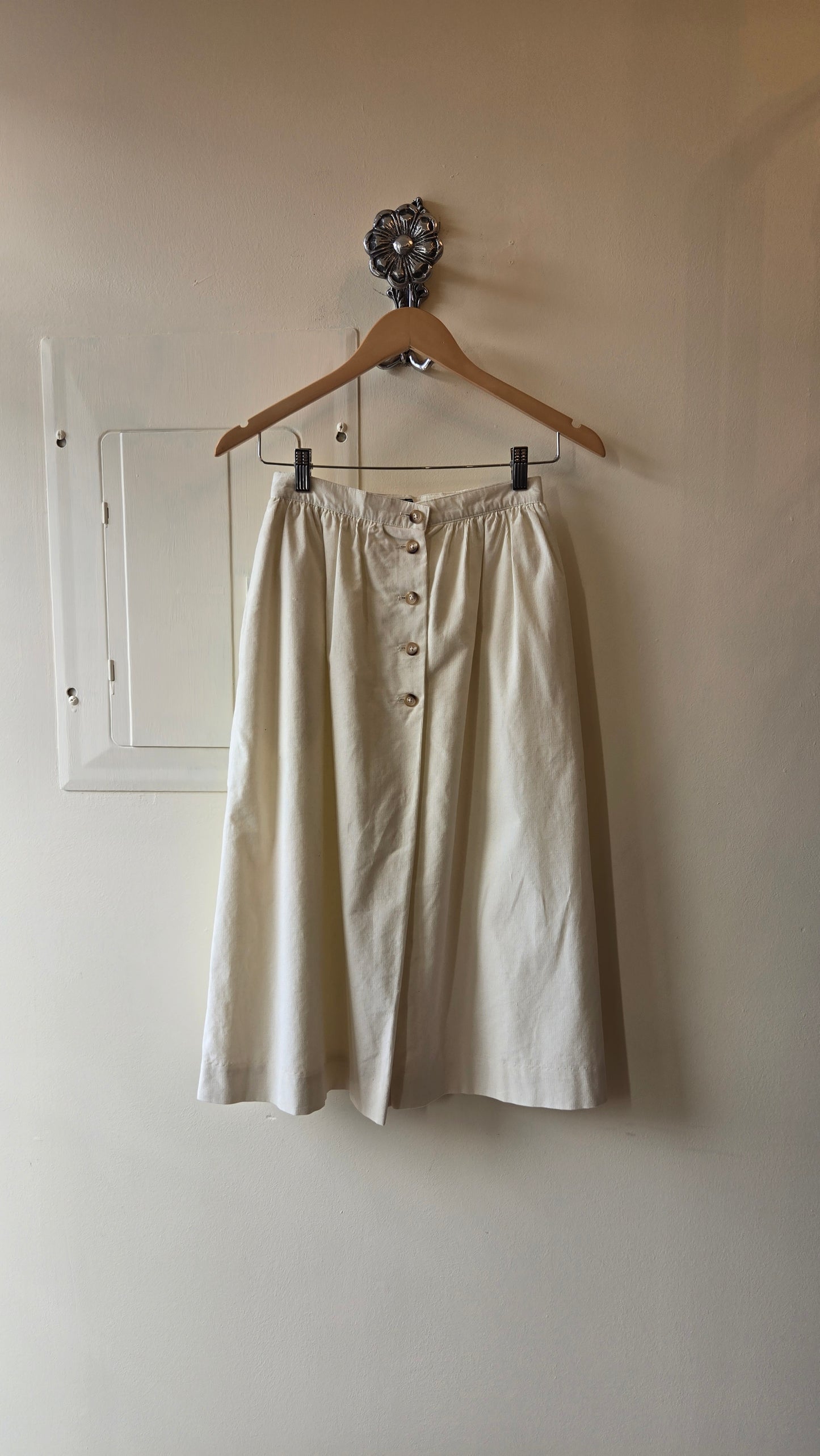 Land's End ivory corduroy skirt