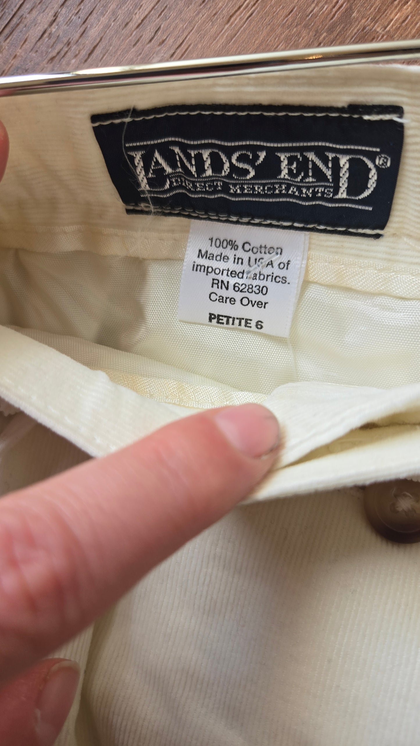 Land's End ivory corduroy skirt