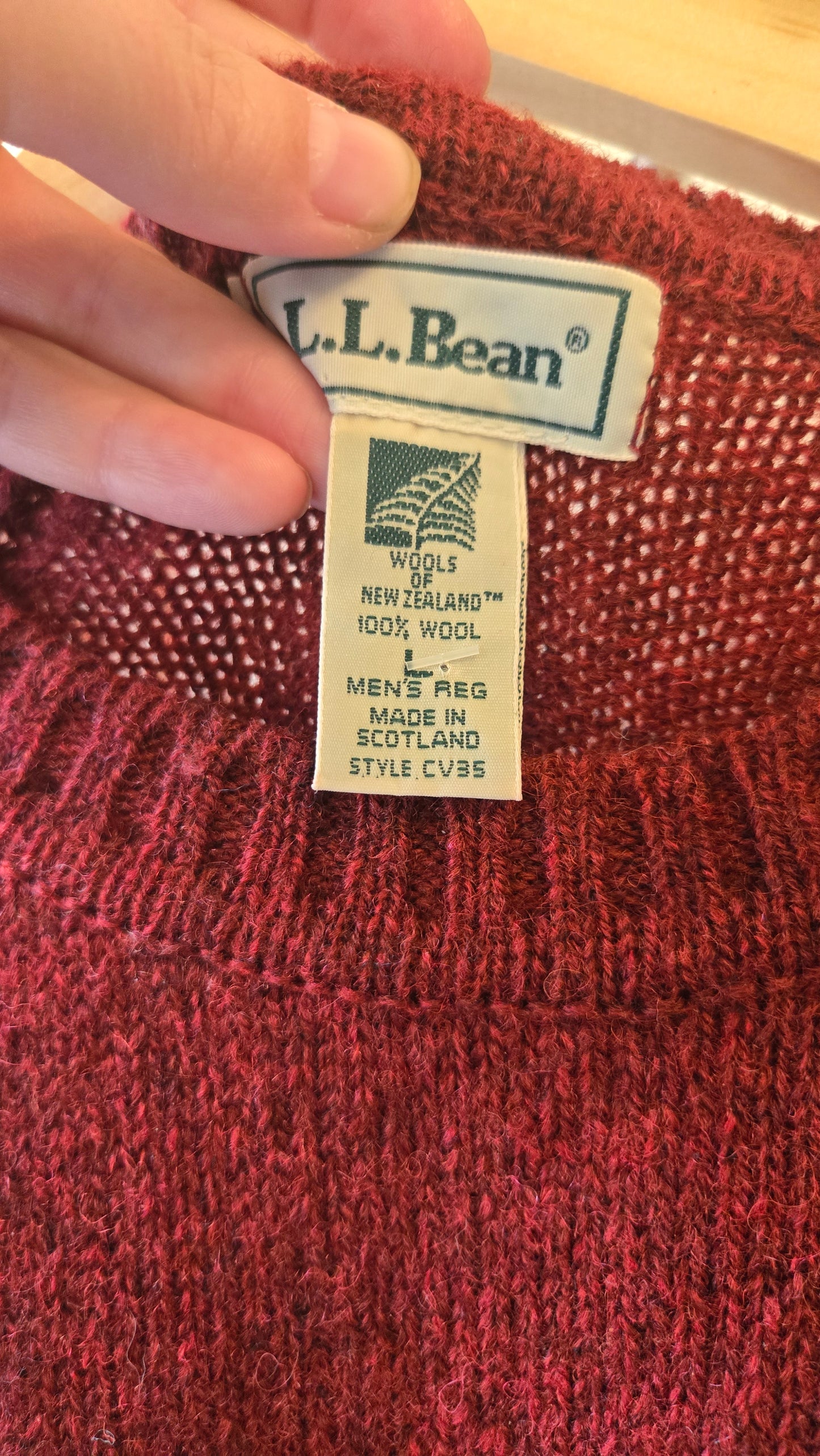 LL Bean cranberry wool sweater
