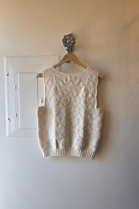 Homemade cream crochet vest