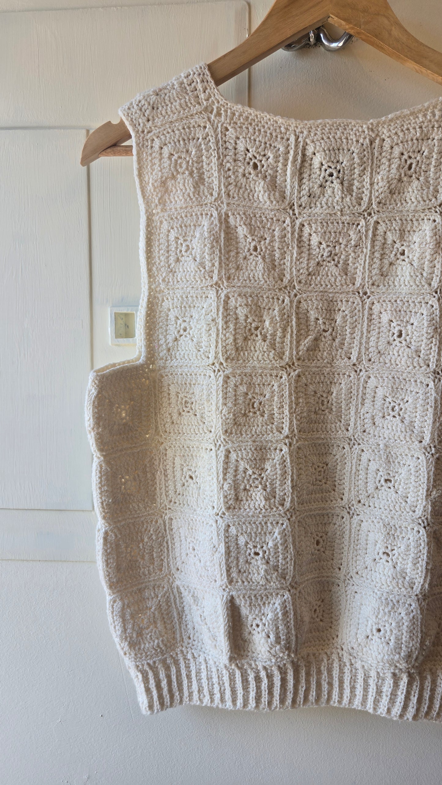 Homemade cream crochet vest