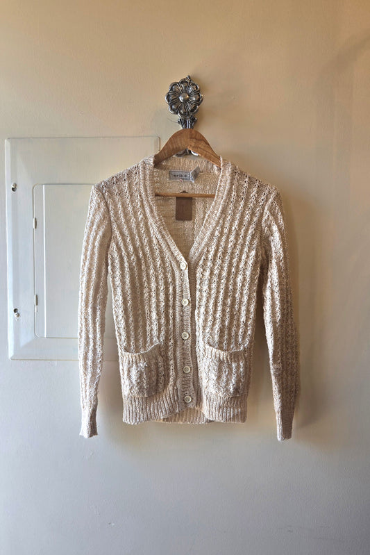 Nubby ivory pocket cardigan