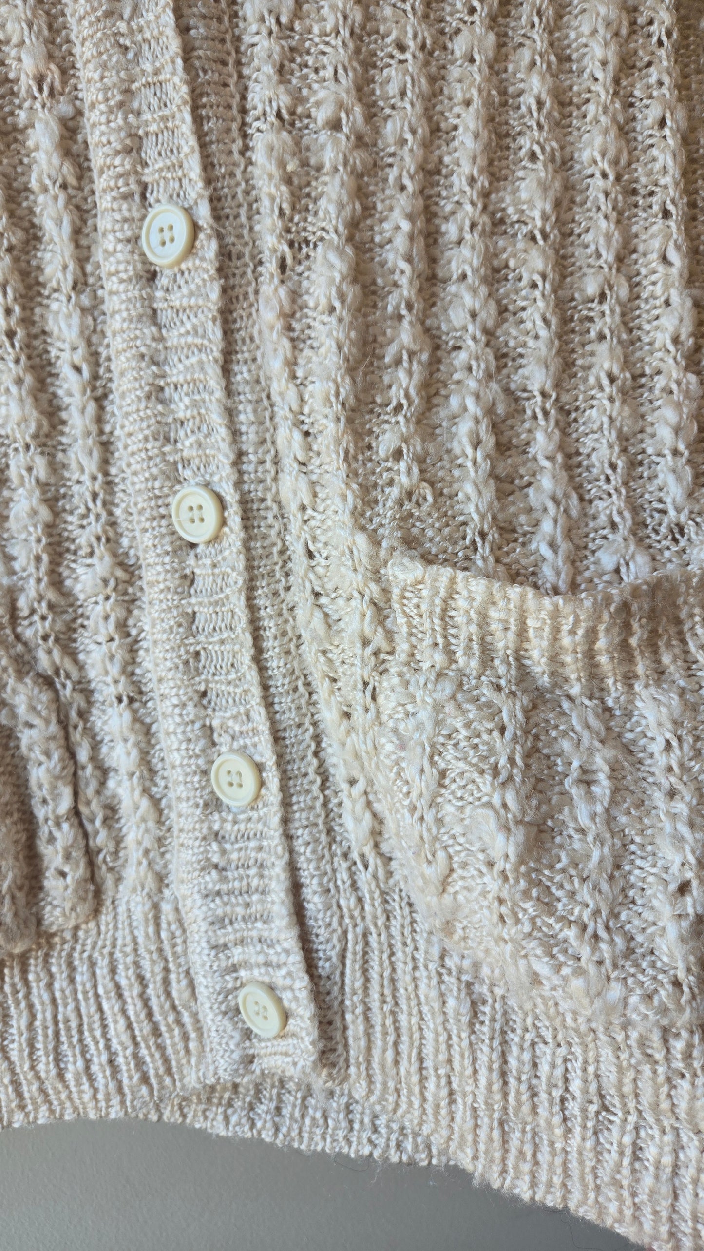 Nubby ivory pocket cardigan