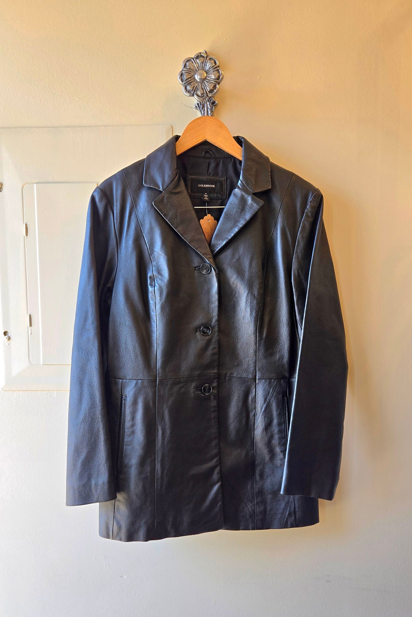 Colebrook black leather blazer