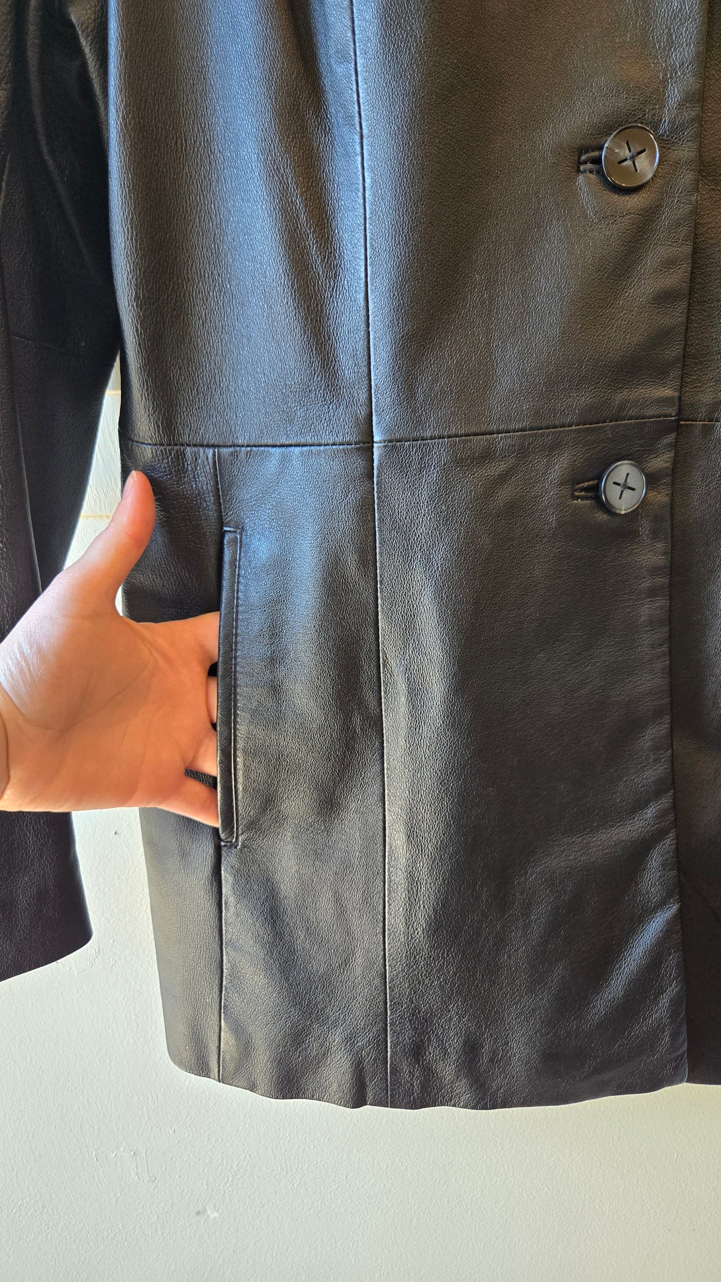 Colebrook black leather blazer