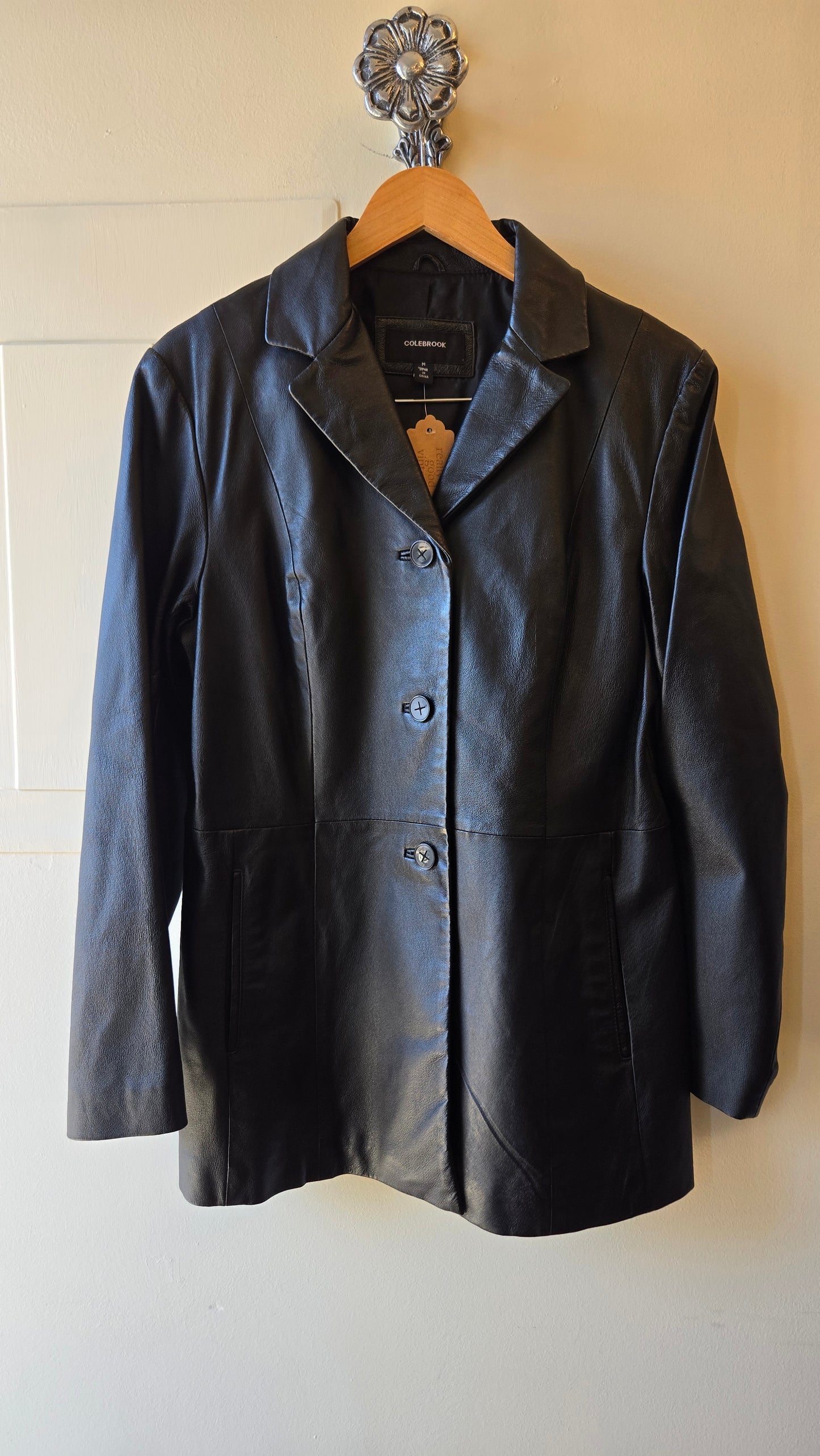 Colebrook black leather blazer
