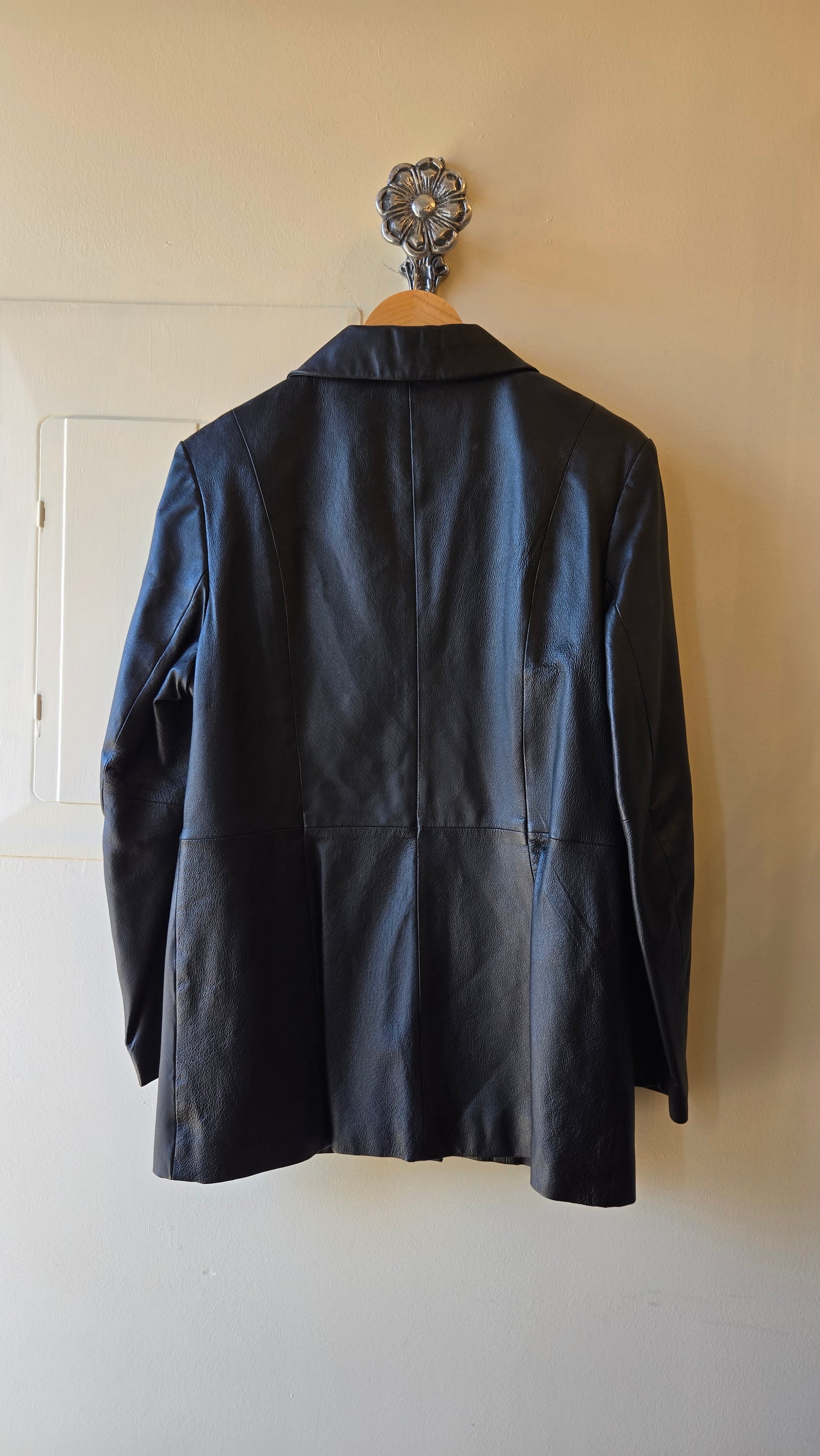 Colebrook black leather blazer