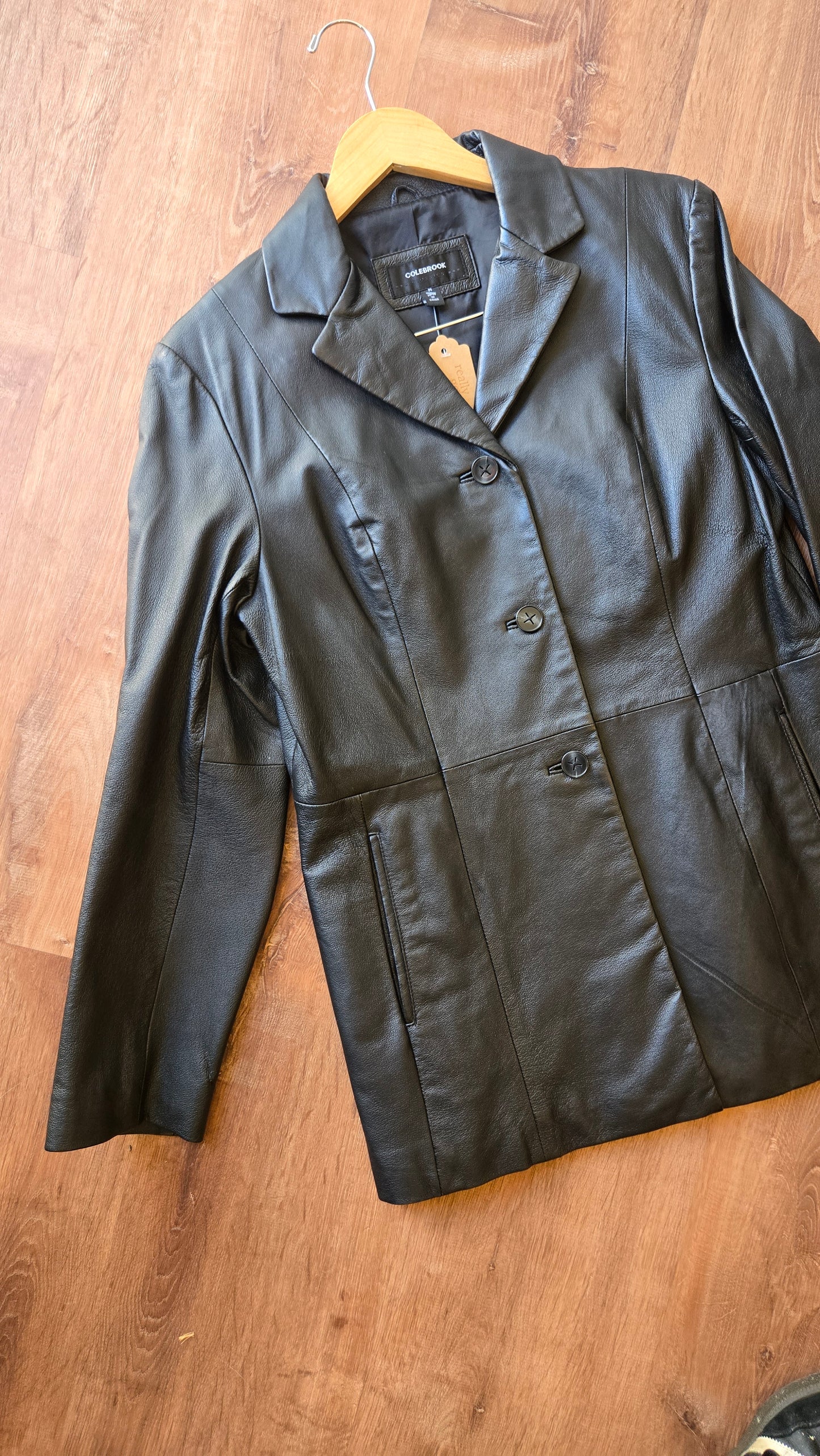 Colebrook black leather blazer