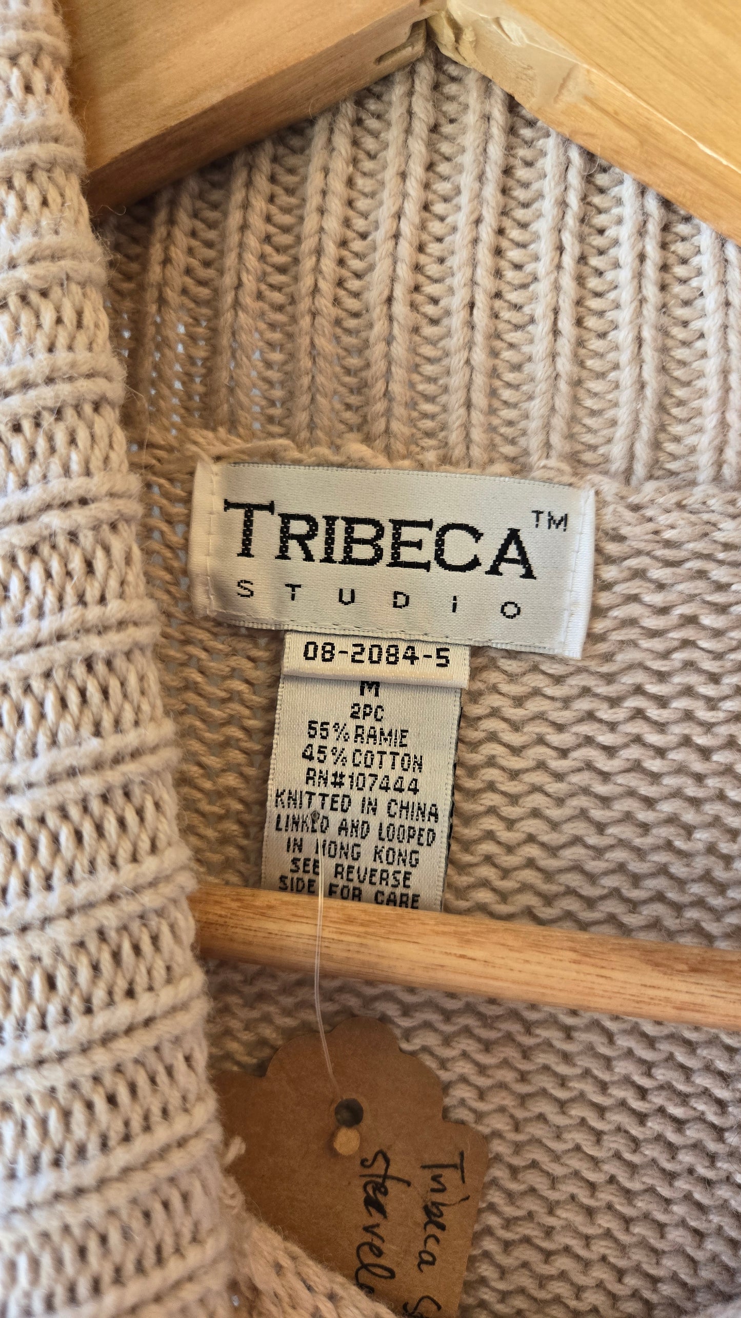 Tribeca Studio beige sleeveless turtleneck