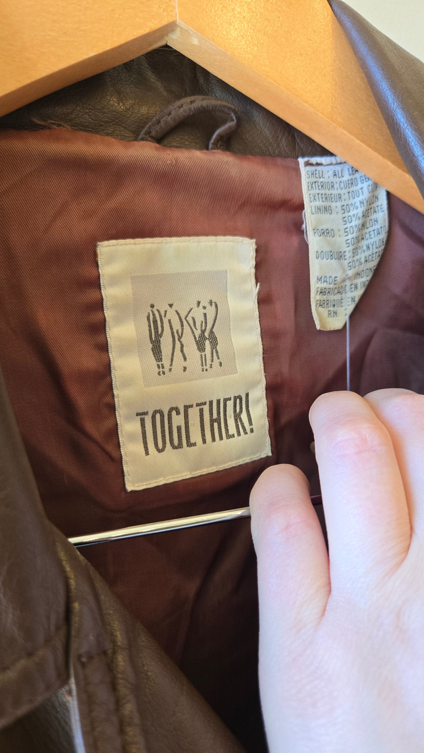 Chocolate brown leather aviator jacket