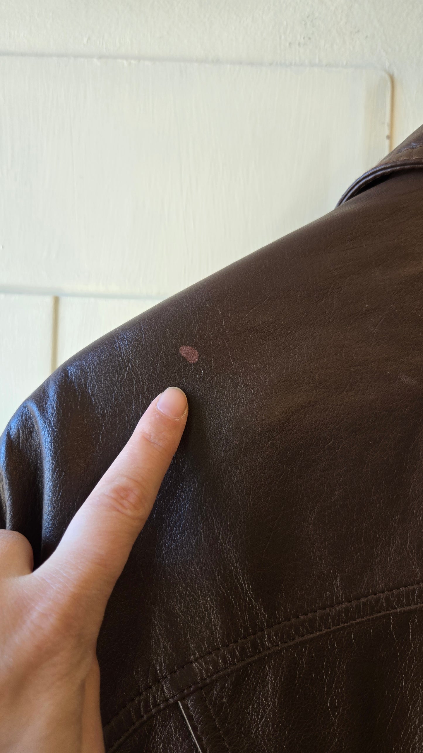 Chocolate brown leather aviator jacket