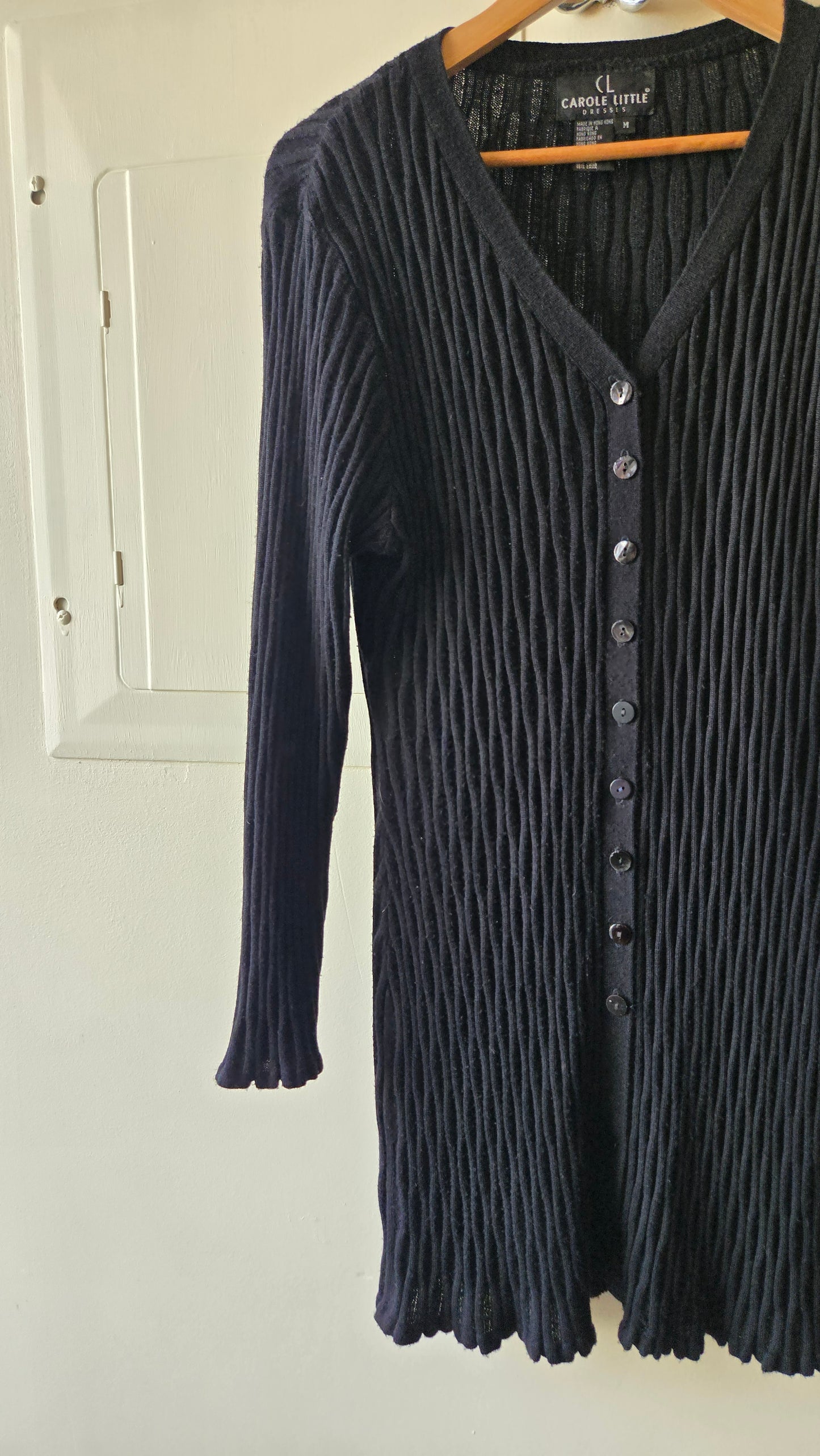 Carole Little black ribbed cardigan tunic/dress