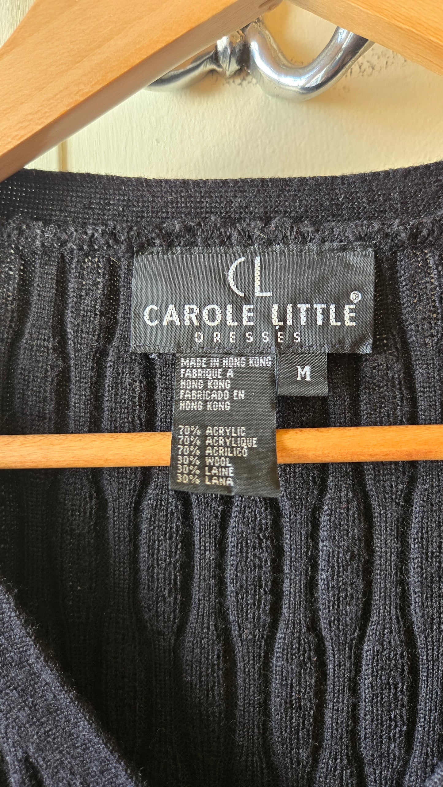 Carole Little black ribbed cardigan tunic/dress