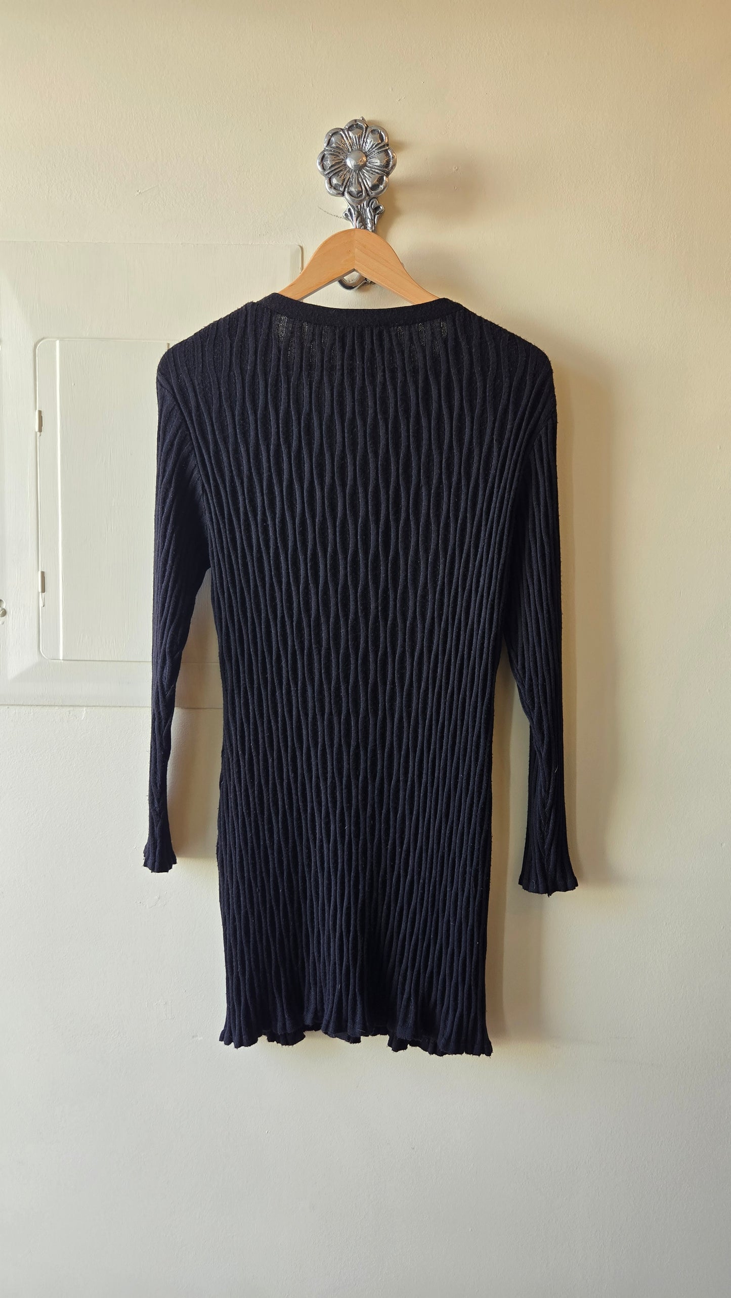 Carole Little black ribbed cardigan tunic/dress