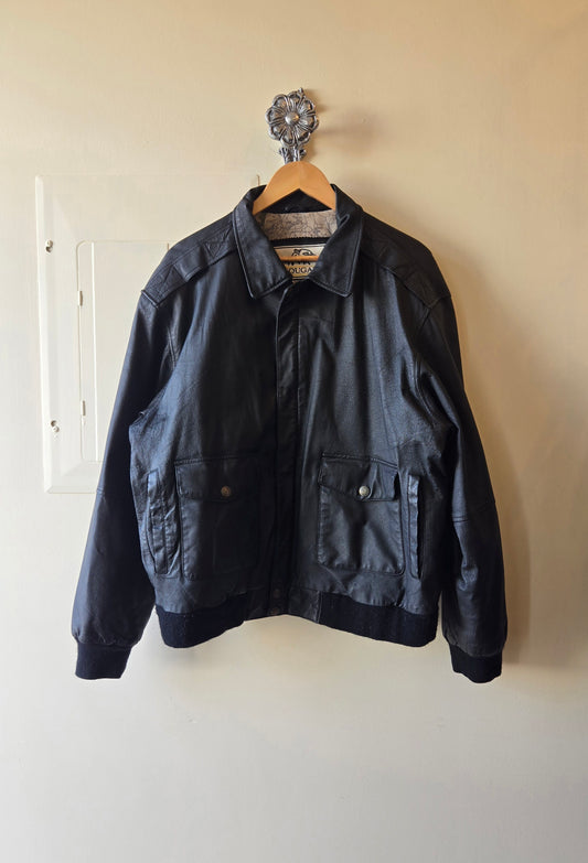 Cougar black leather bomber jacket