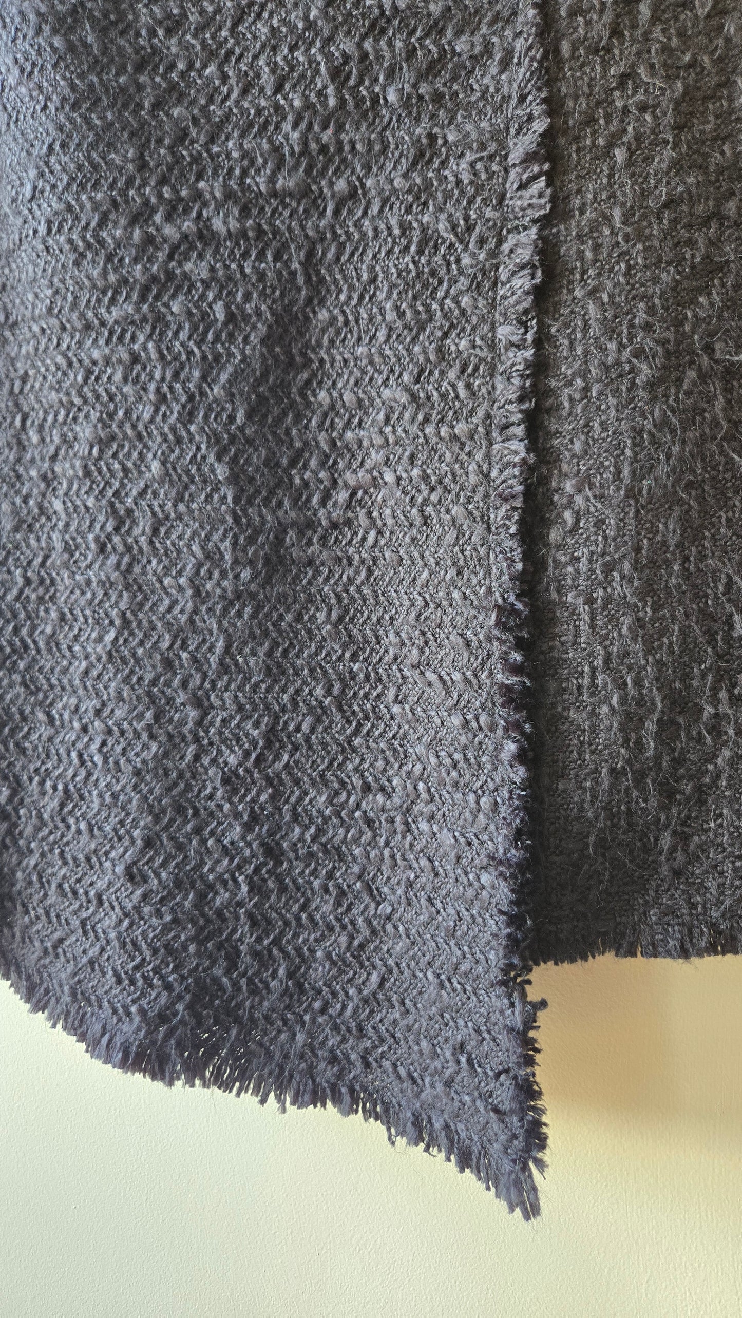 Black asymmetric boucle skirt