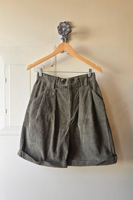 Dark sage corduroy Bermuda shorts