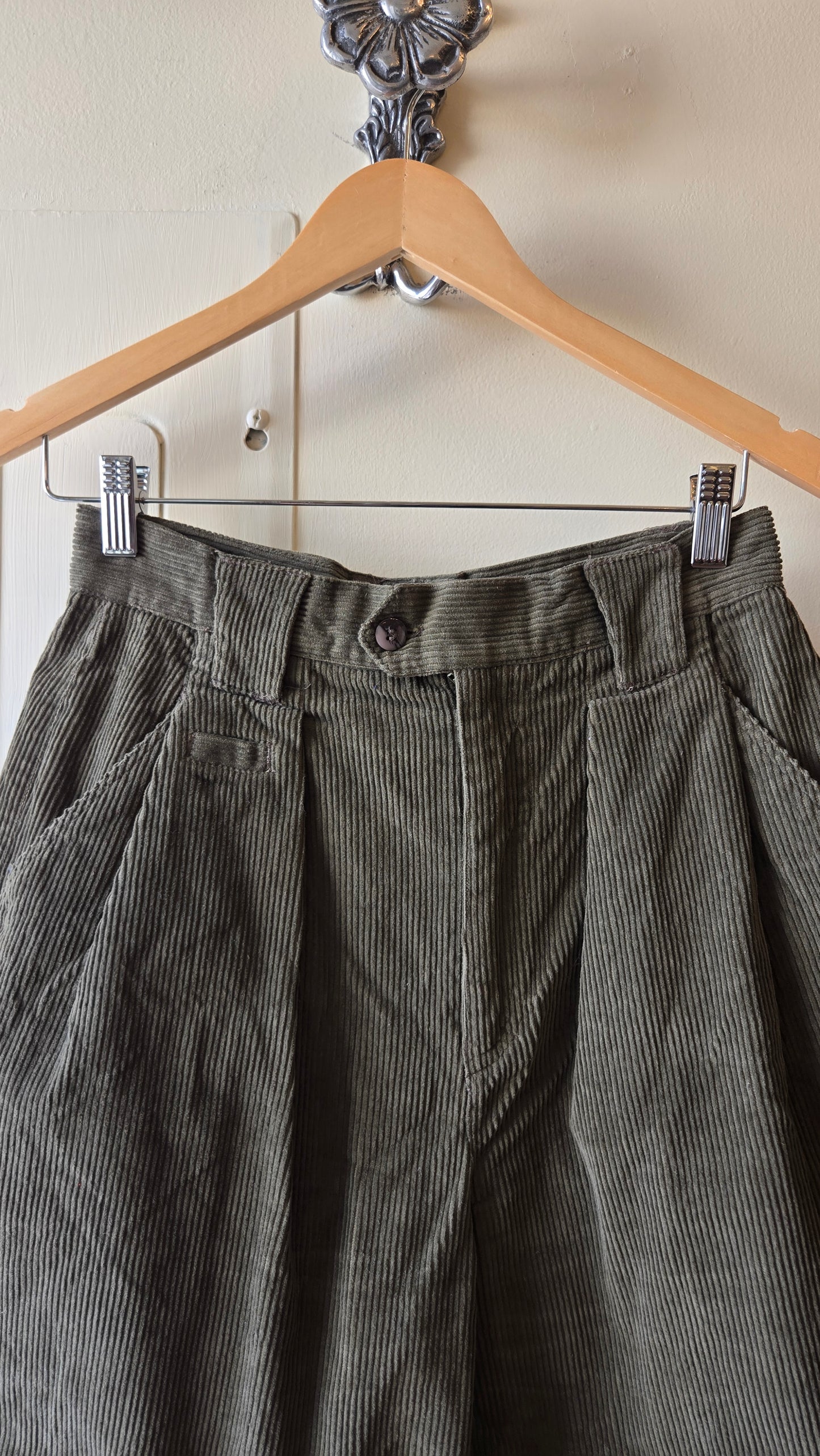 Dark sage corduroy Bermuda shorts