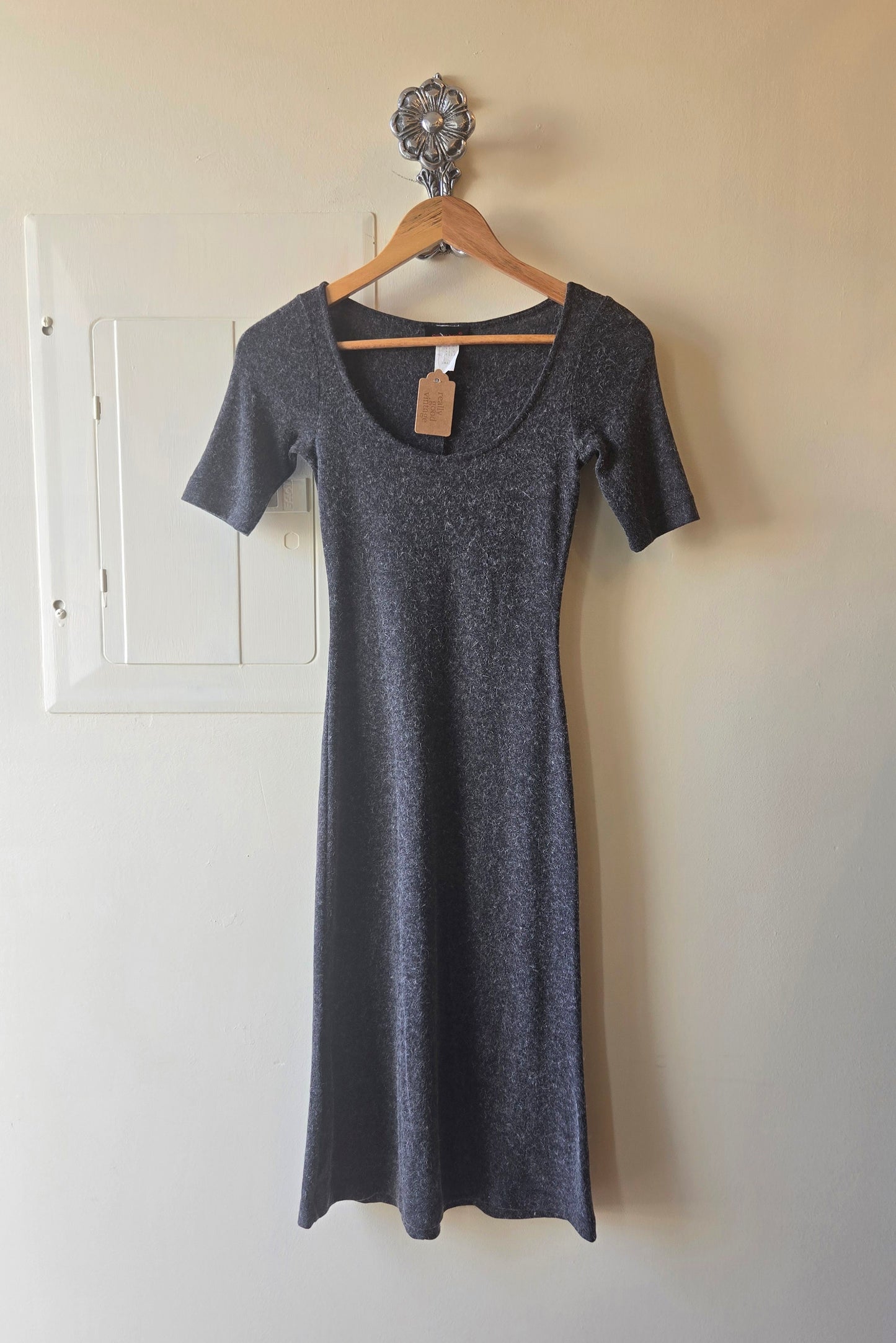 Grey fuzzy bodycon dress