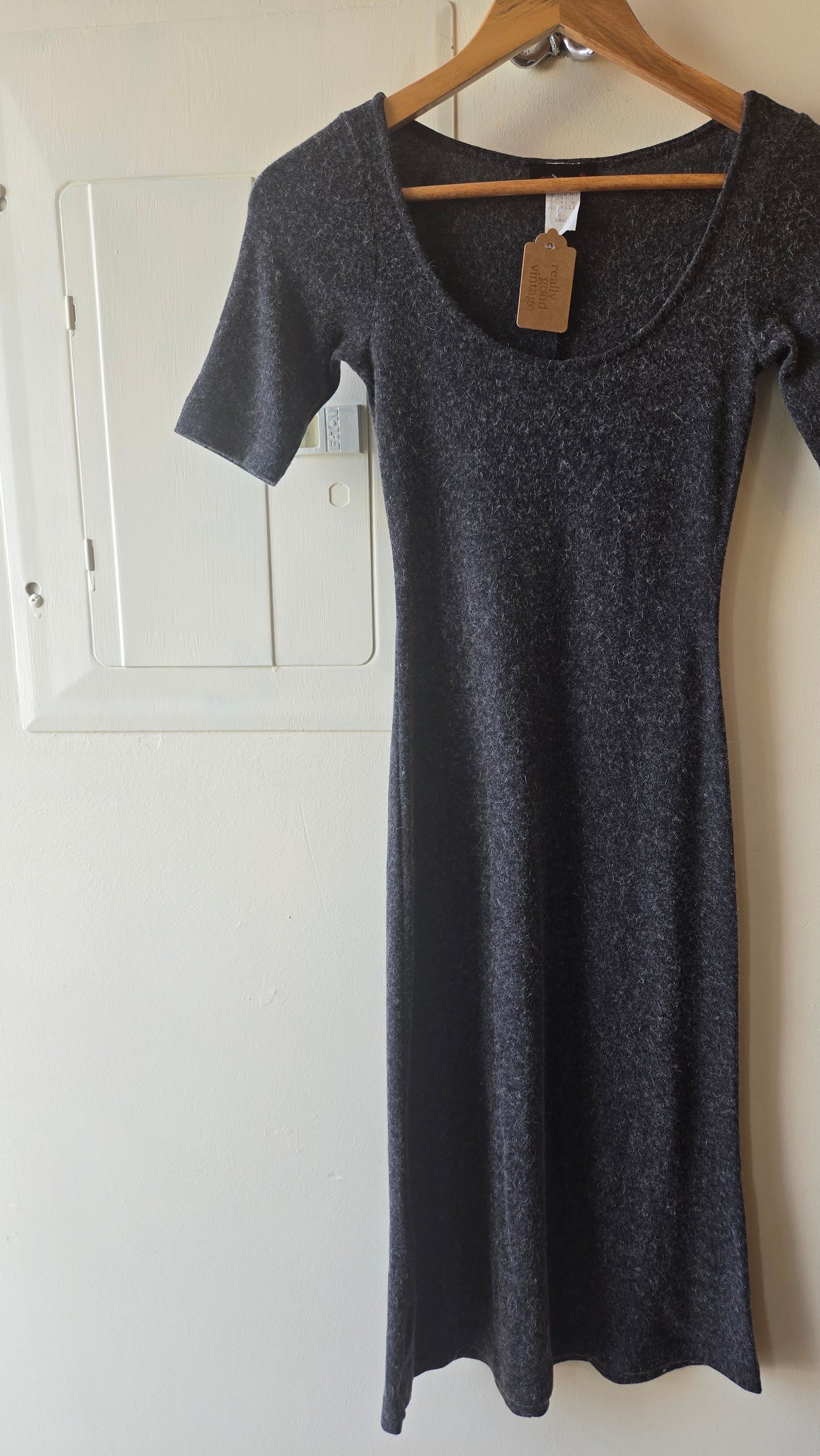 Grey fuzzy bodycon dress