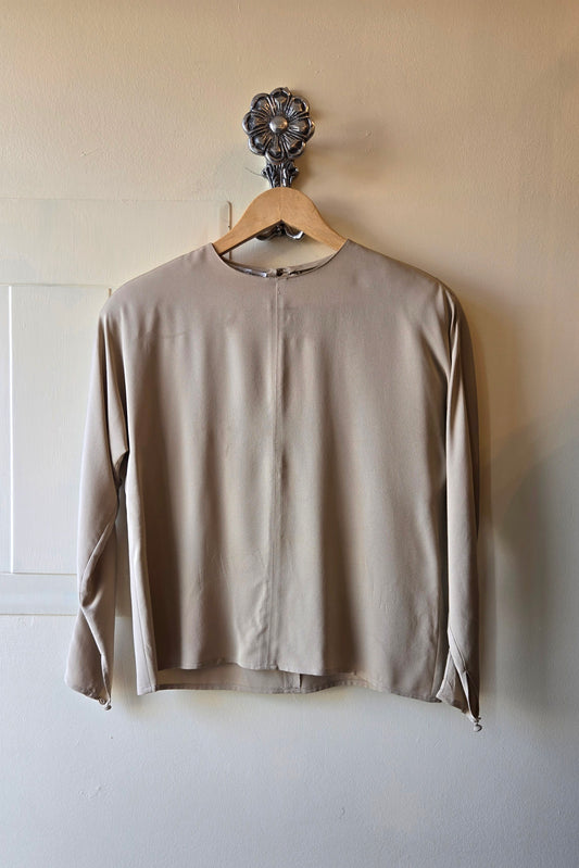 Calvin Klein taupe silk blouse