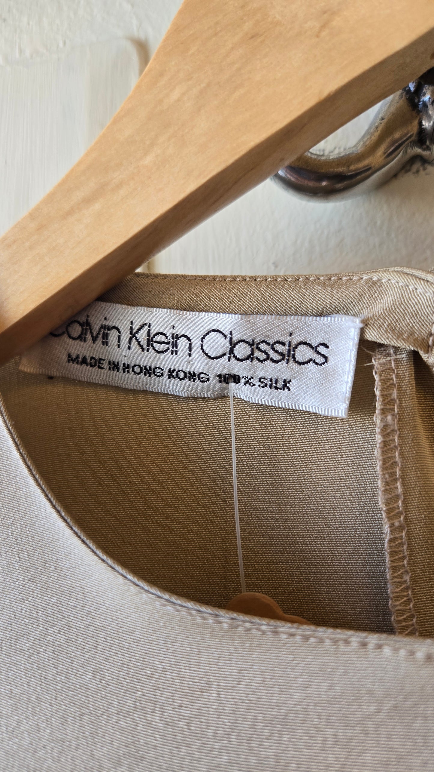 Calvin Klein taupe silk blouse