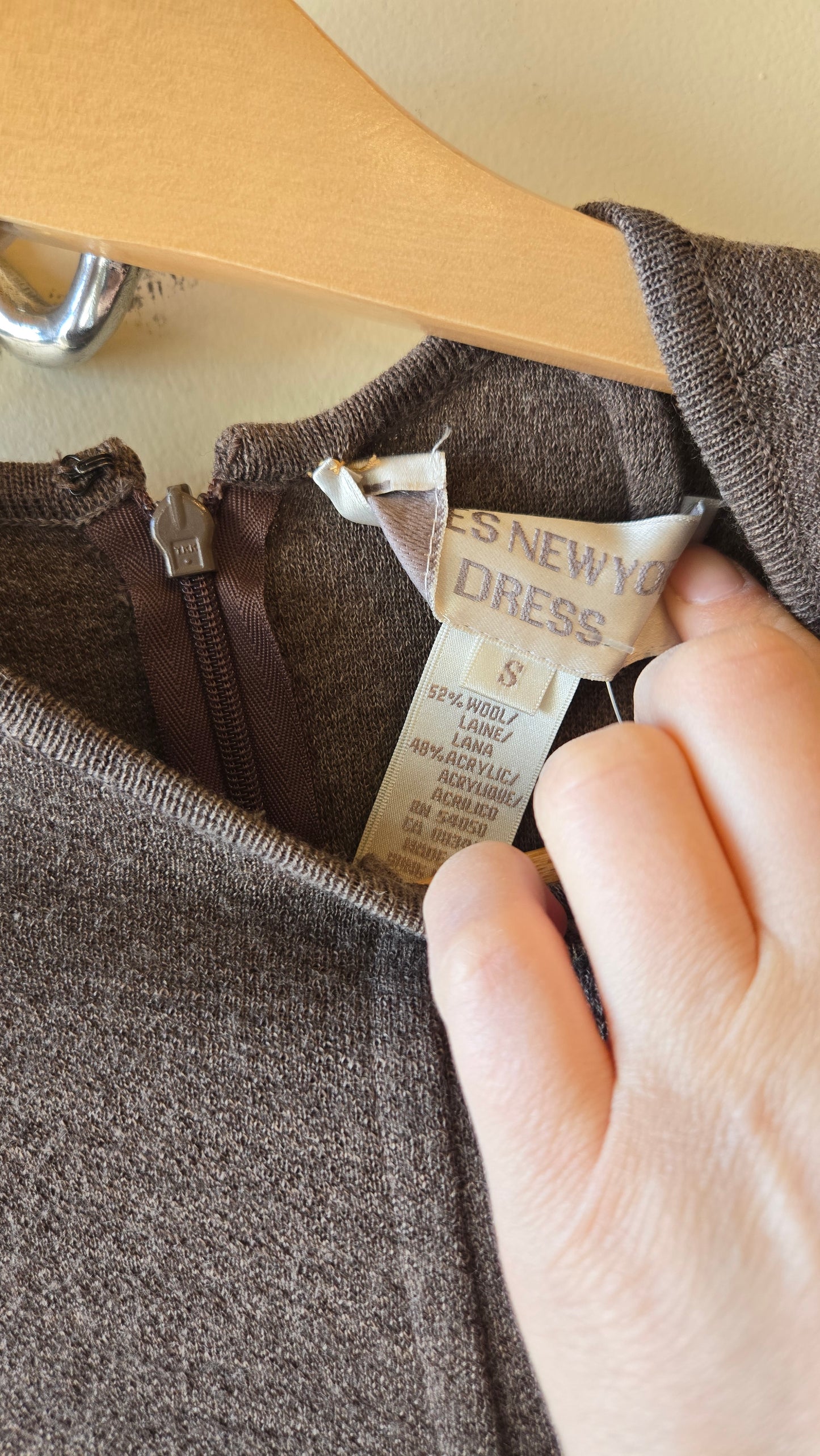 Jones NY taupe wool column dress