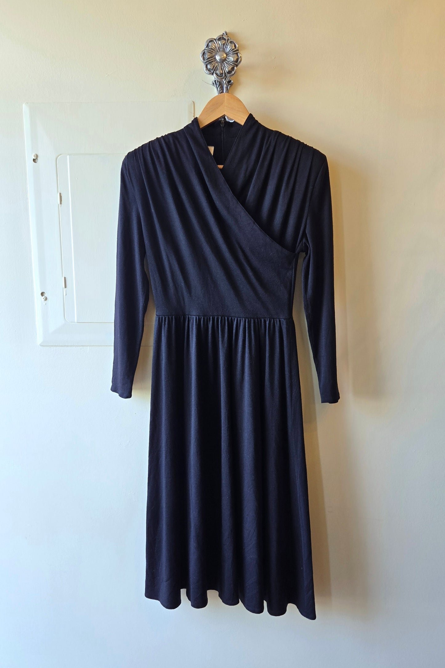 Caron Petite black jersey faux wrap dress