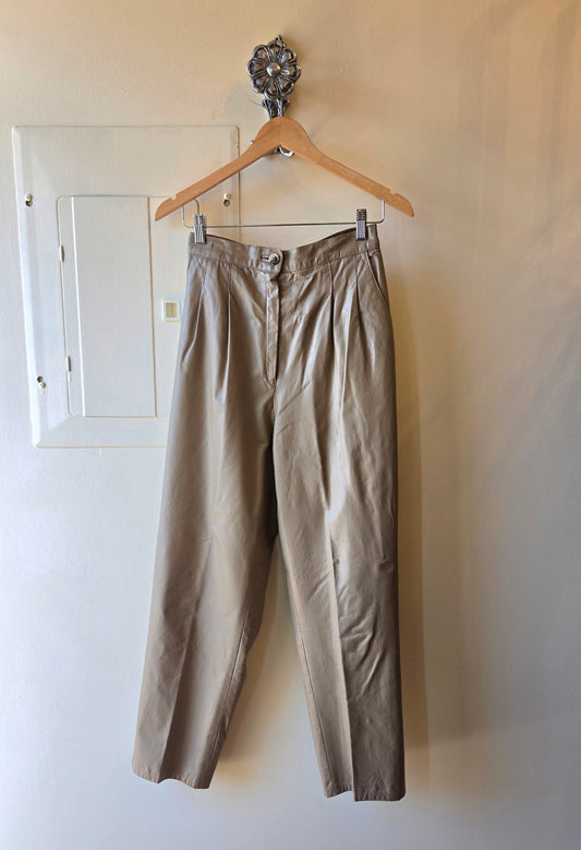 Josef Bernard taupe leather pants