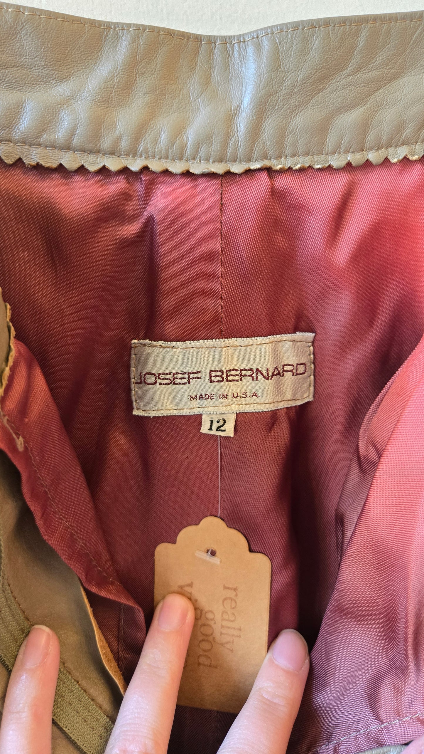 Josef Bernard taupe leather pants