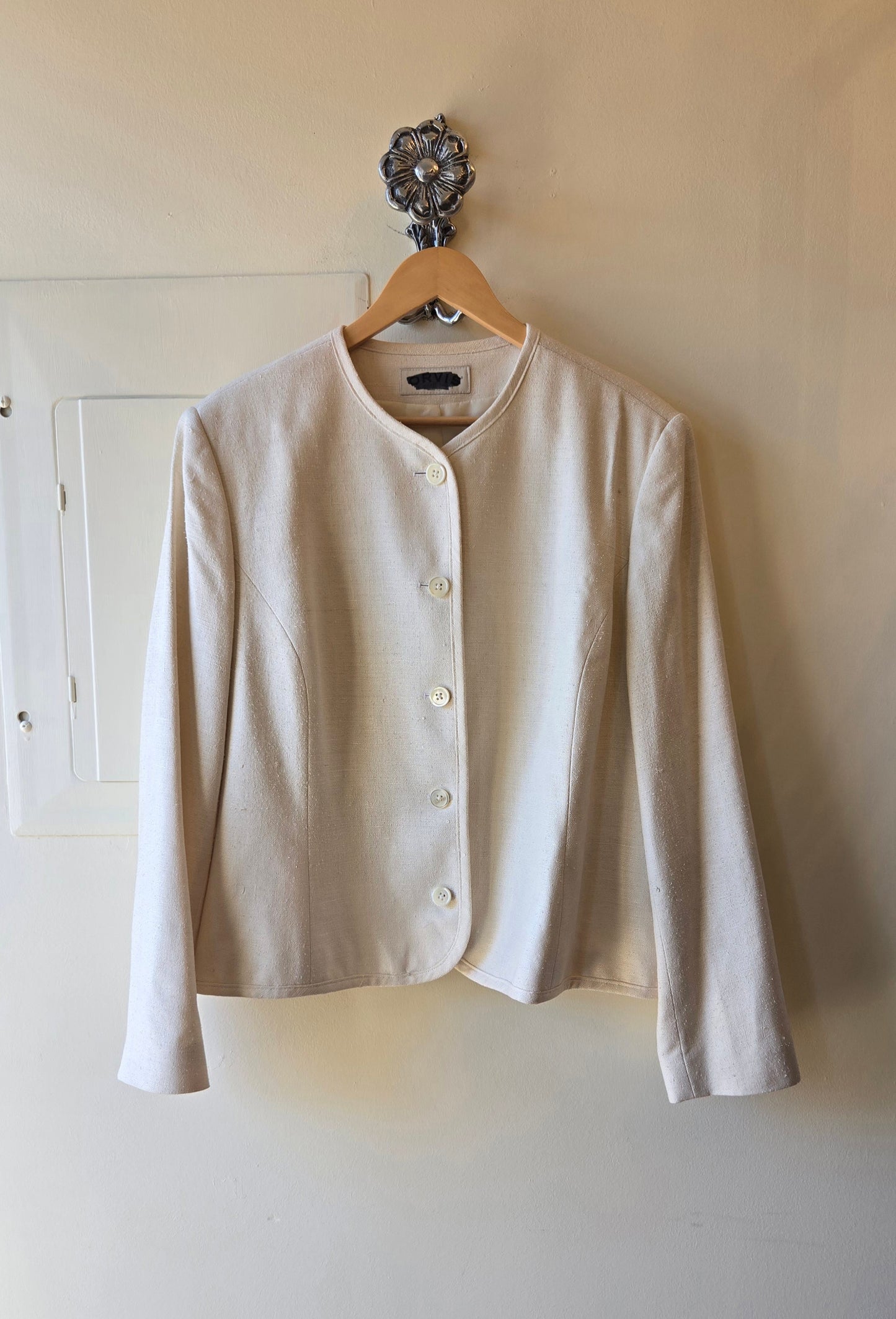 Orvis ivory raw silk jacket