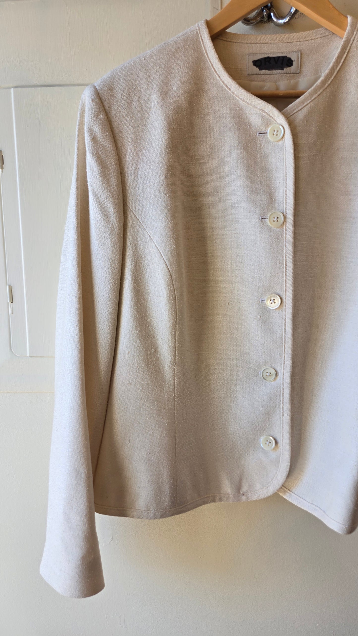 Orvis ivory raw silk jacket