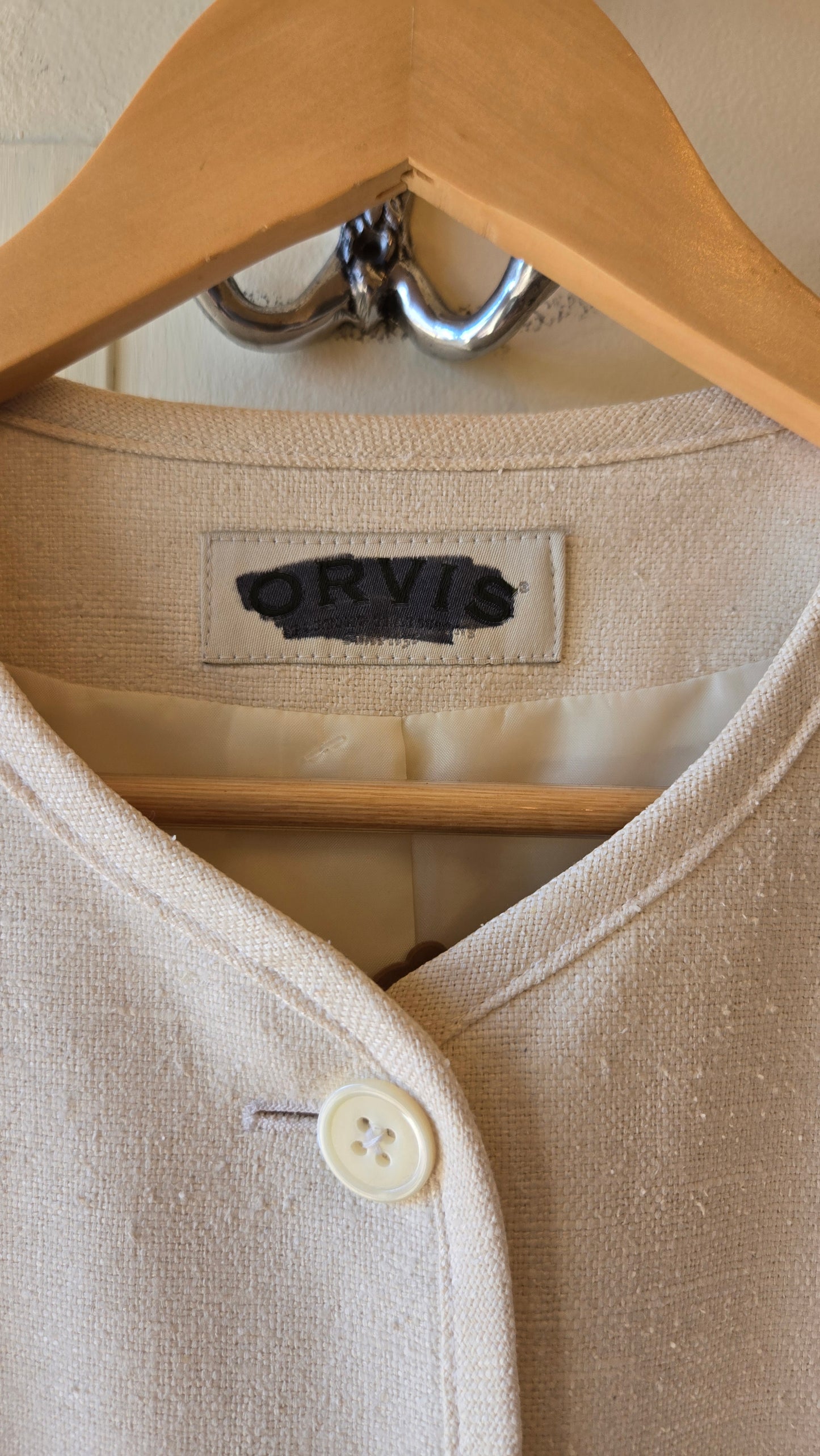 Orvis ivory raw silk jacket