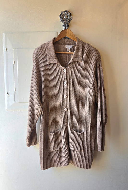 Pierre Cardin tan sweater jacket