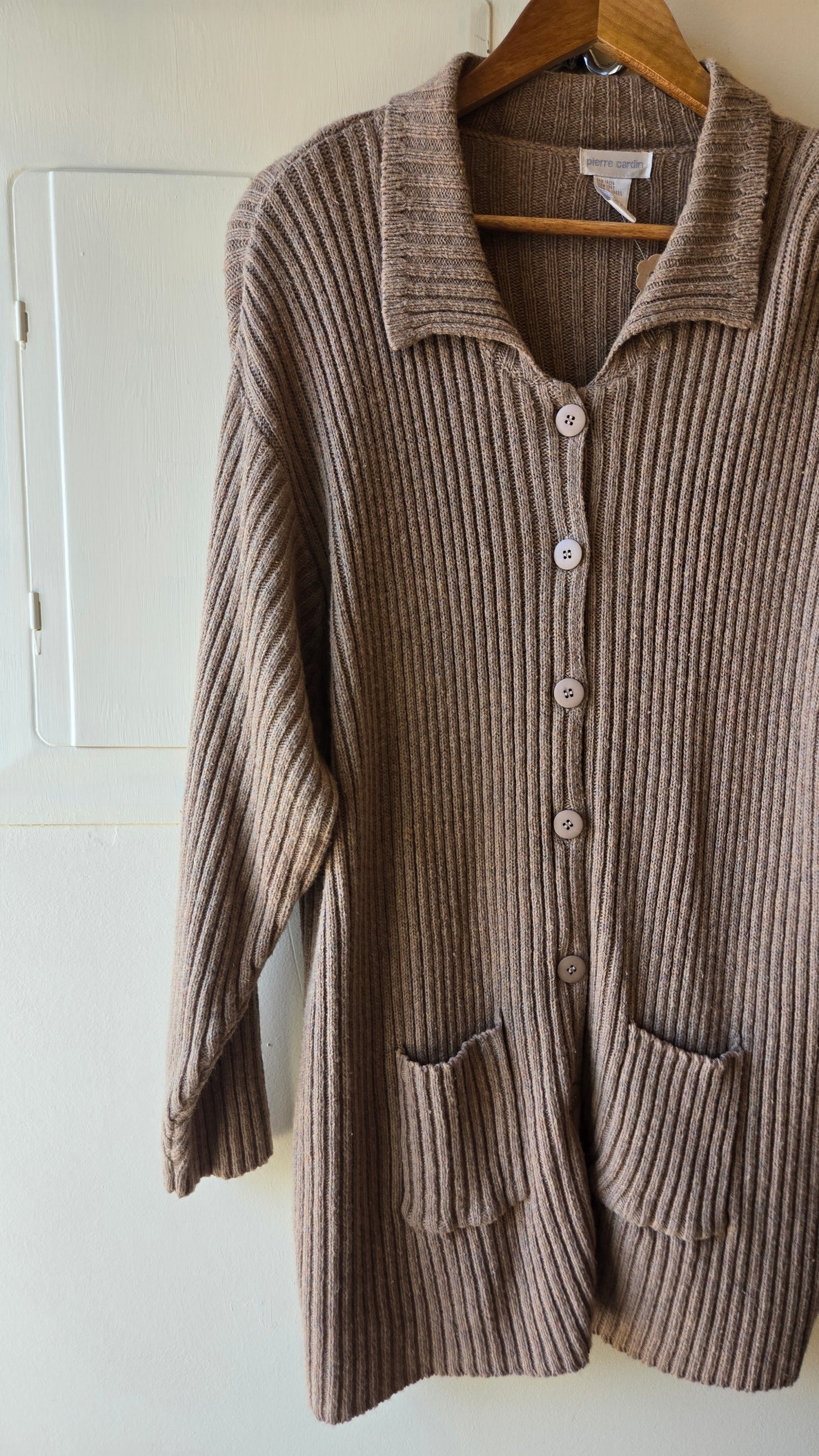 Pierre Cardin tan sweater jacket