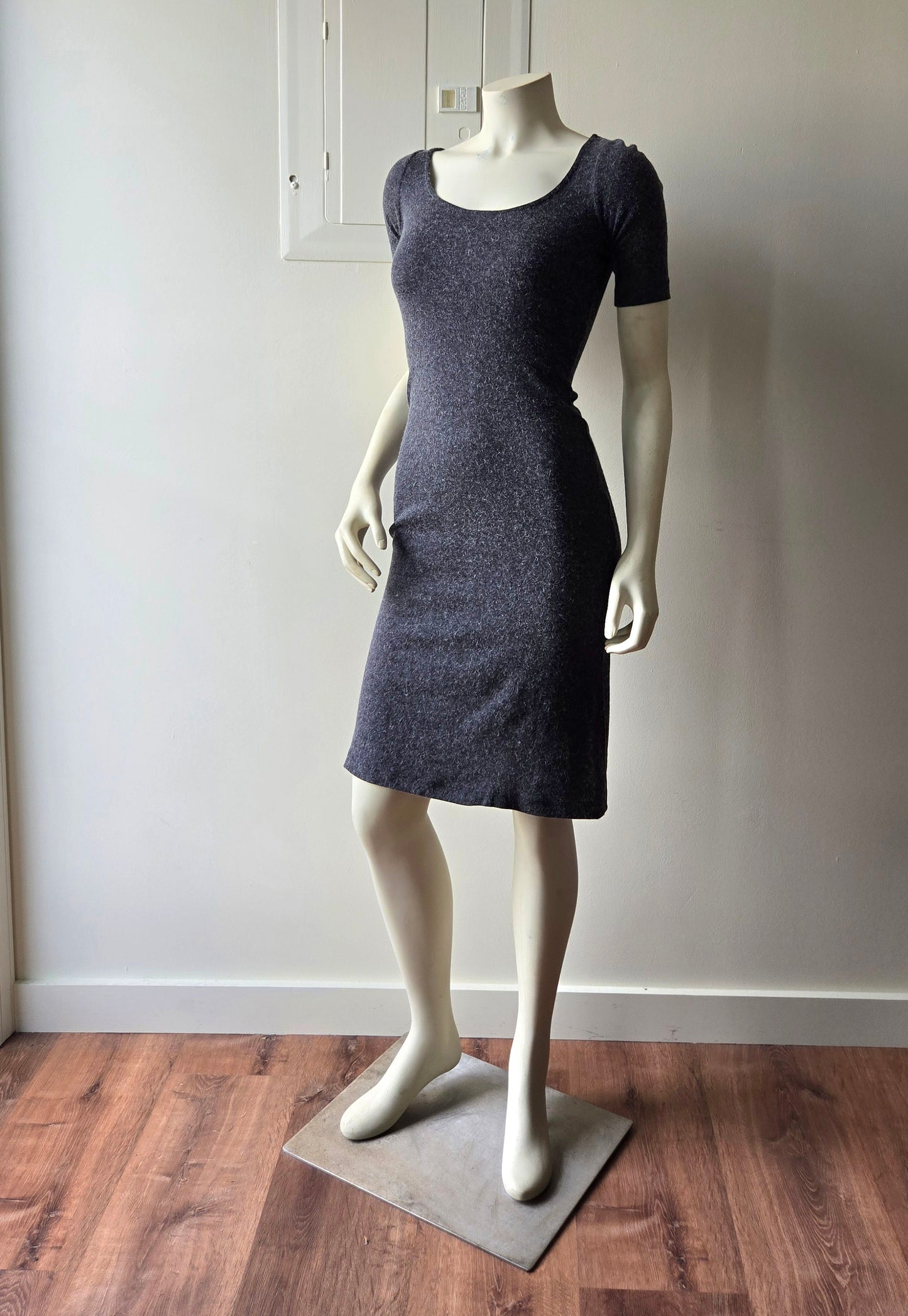 Grey fuzzy bodycon dress