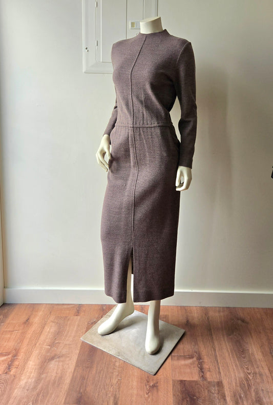 Jones NY taupe wool column dress