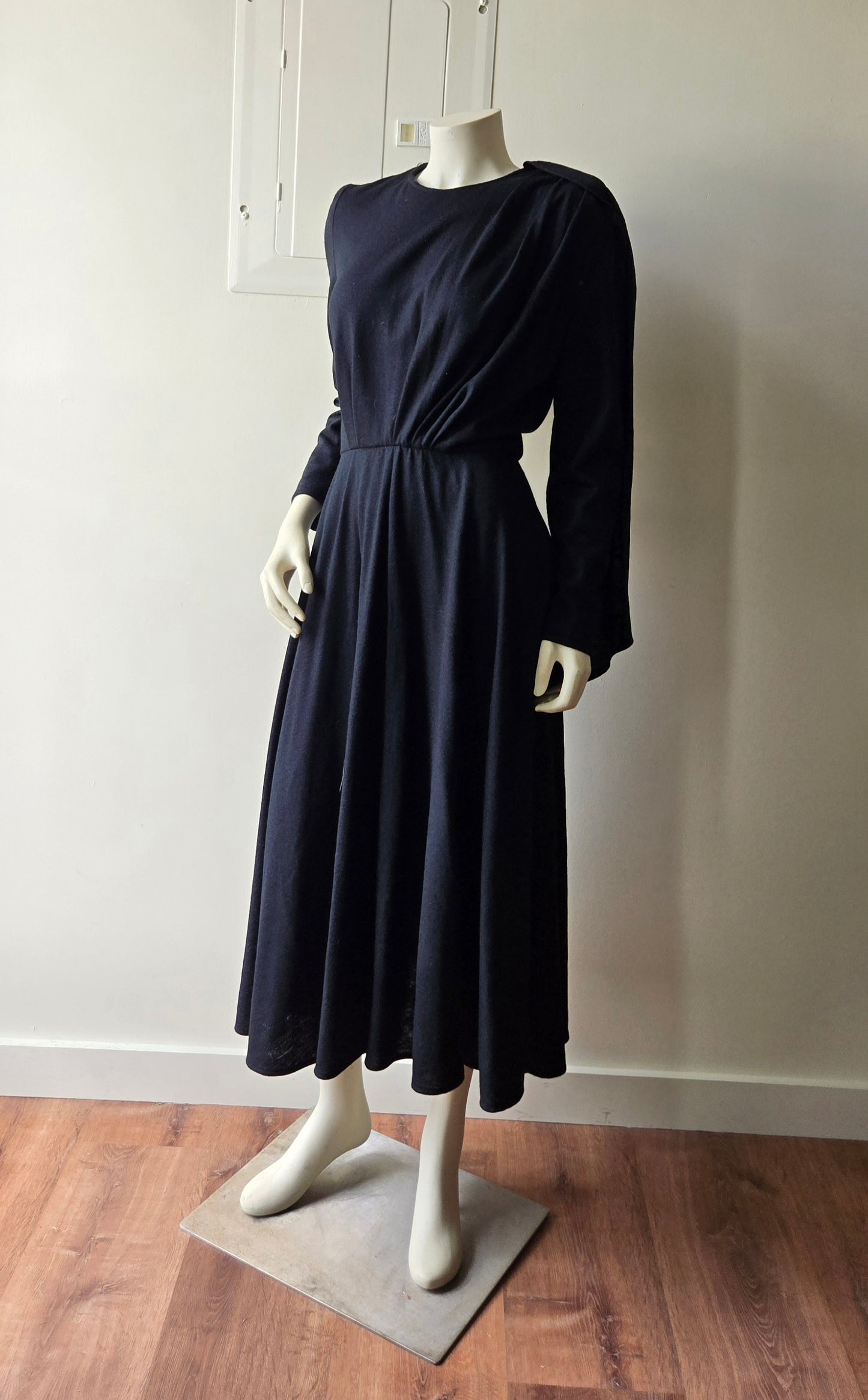 Black jersey midi dress w attached scarf!