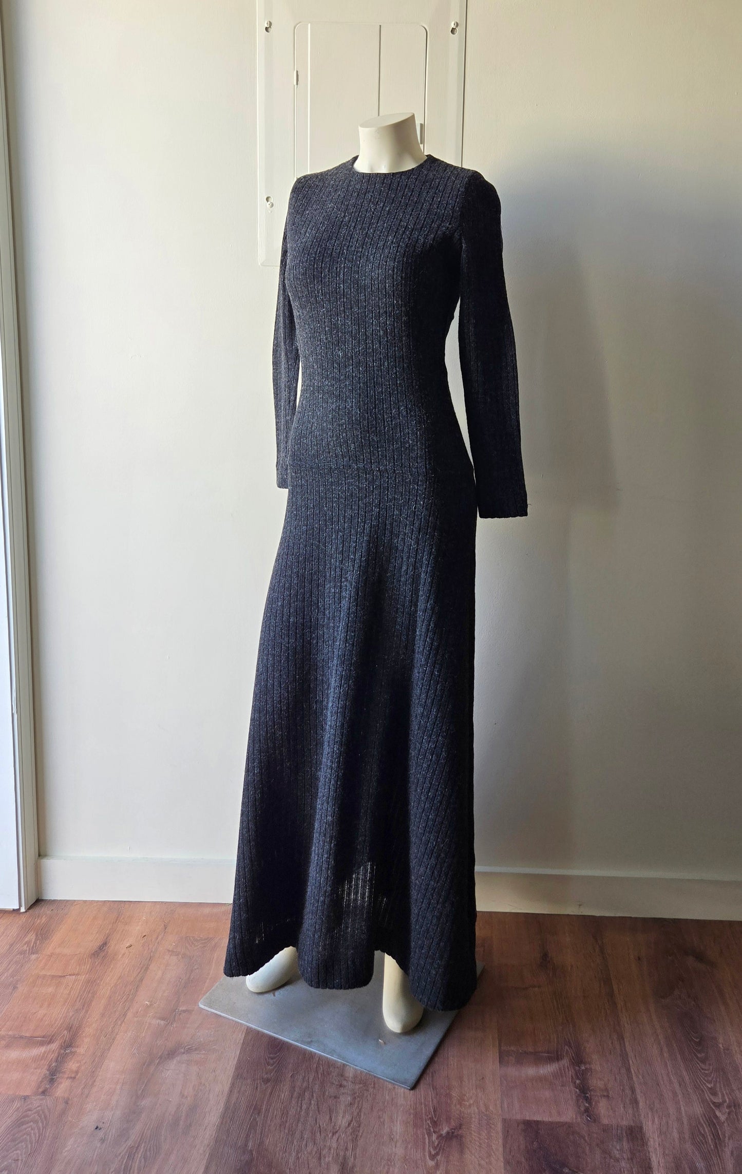 Concept grey wool drop waist dress