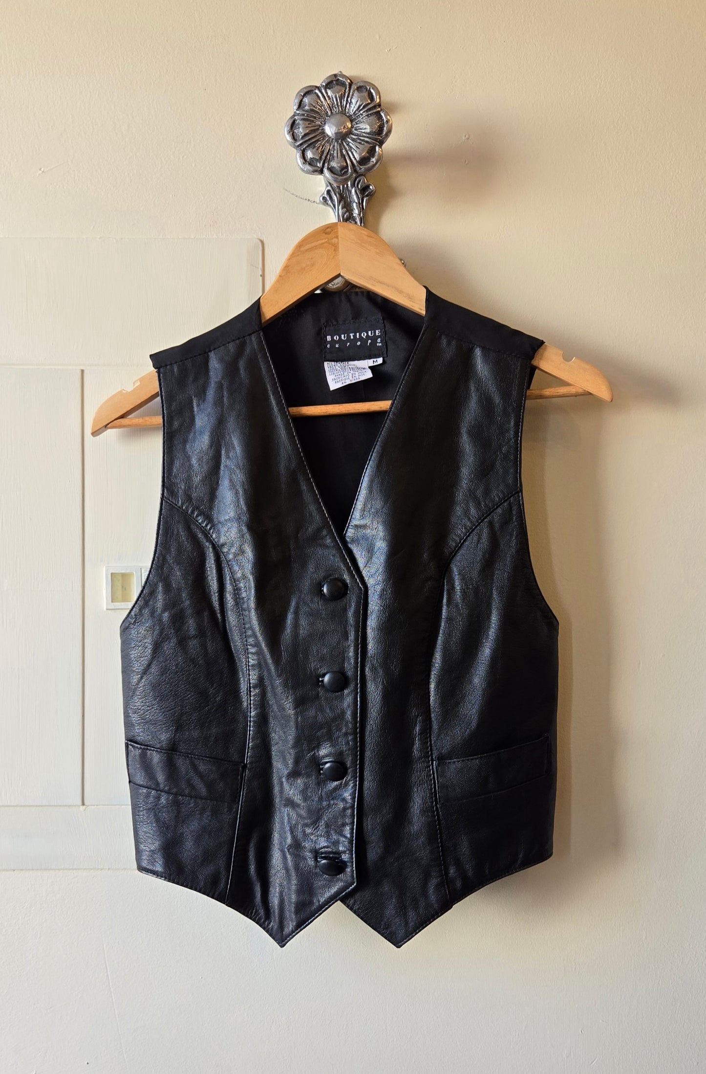 Black leather vest