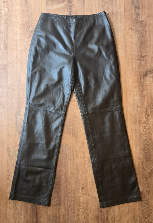 Chocolate brown lambskin leather pants