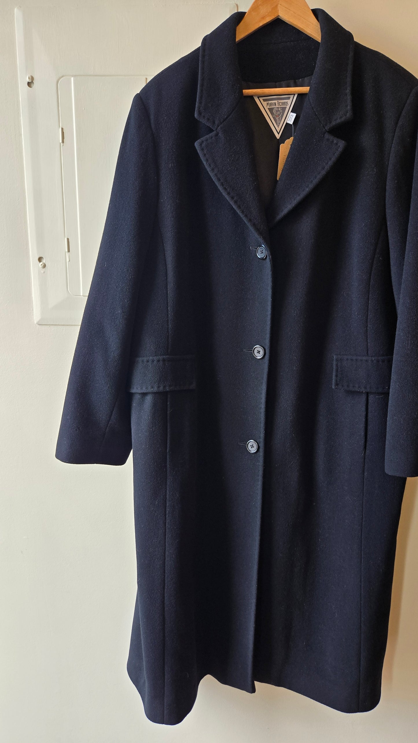 Marvin Richards black wool coat