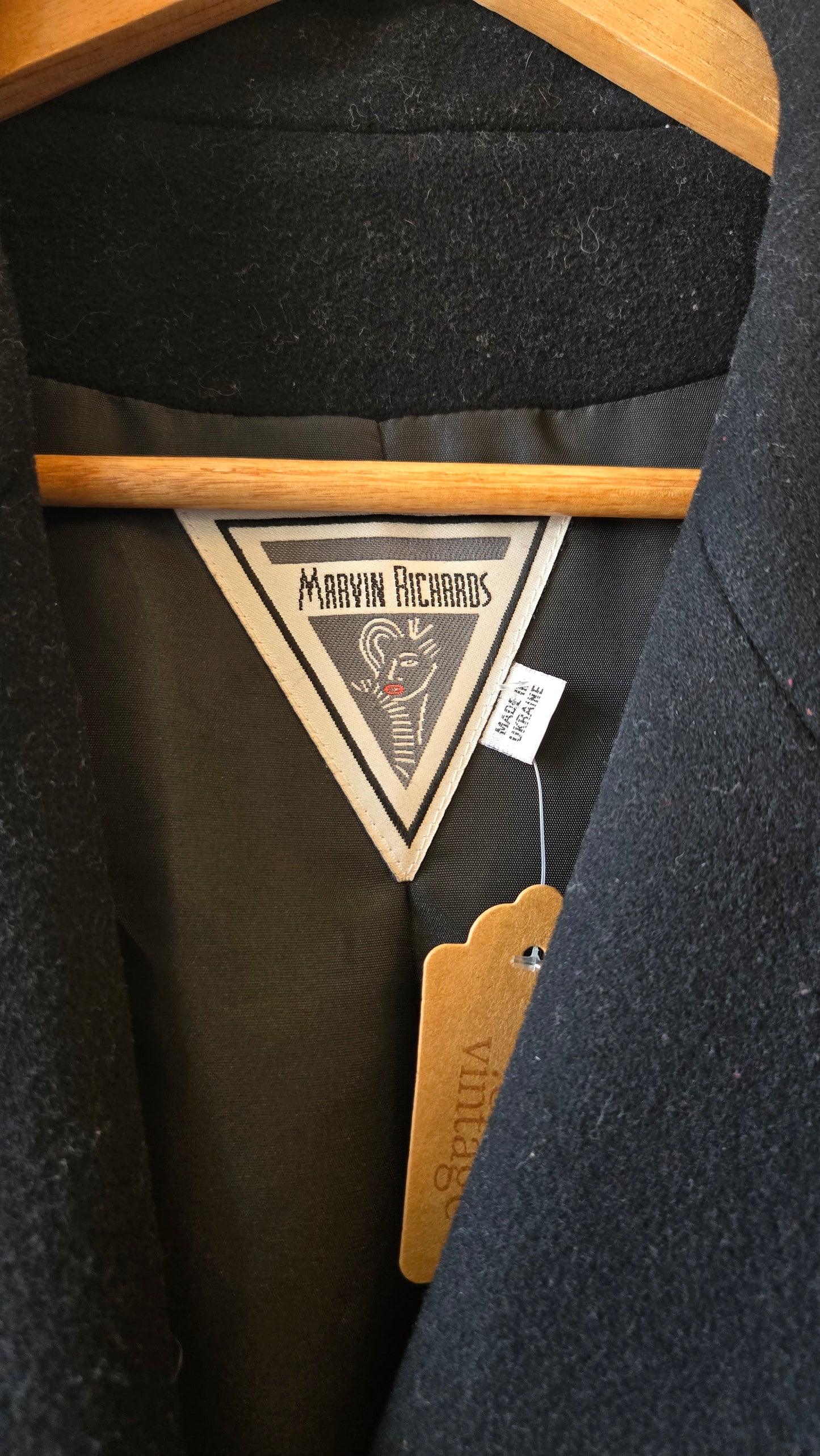 Marvin Richards black wool coat