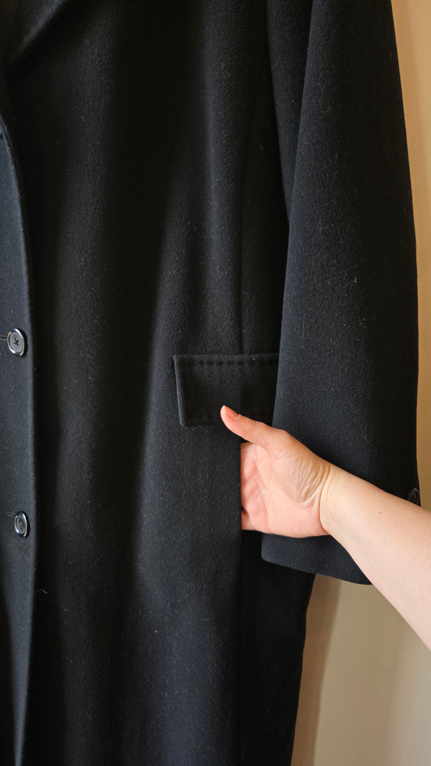 Marvin Richards black wool coat