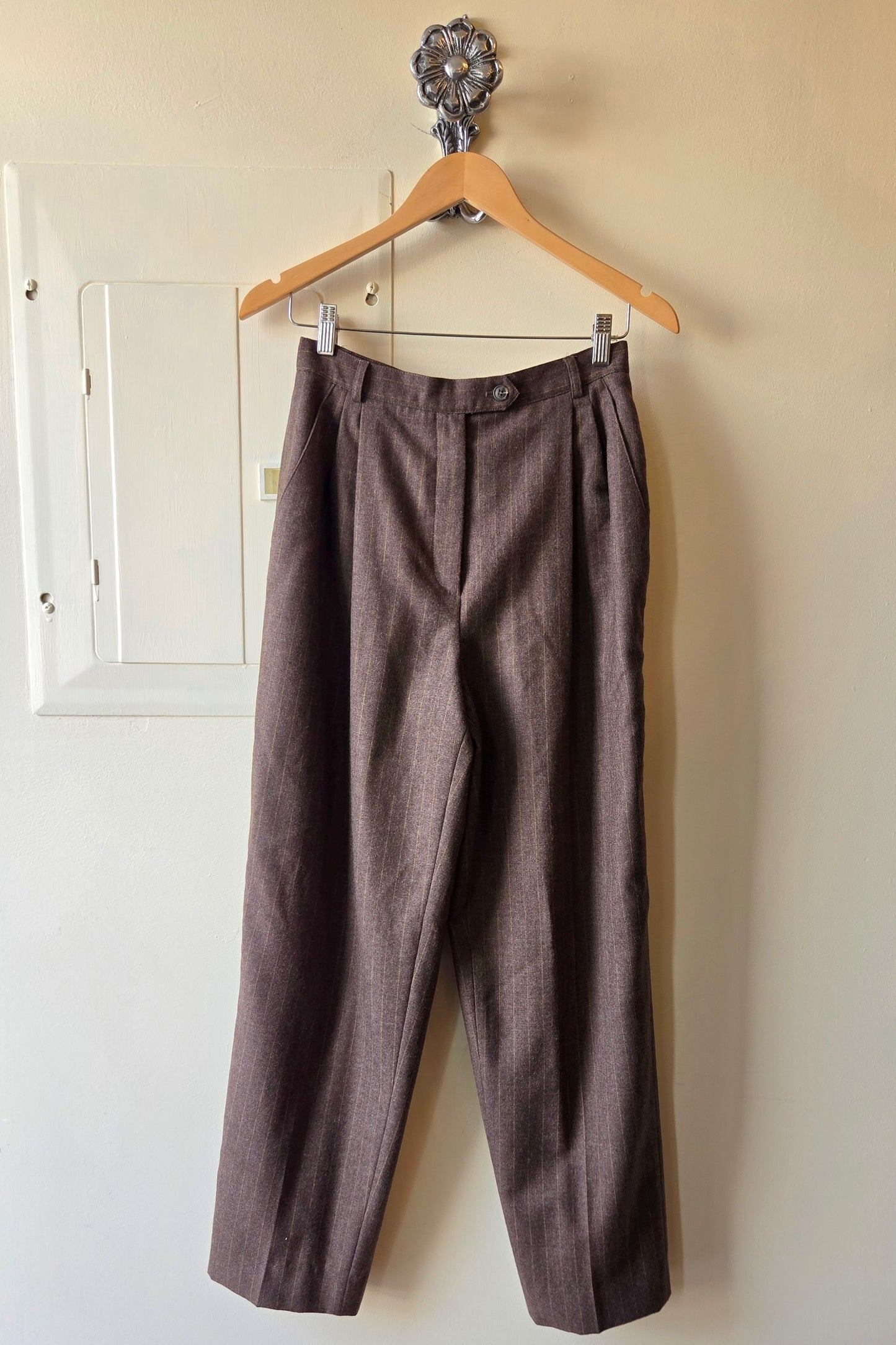 Burberrys dark taupe pinstripe pants